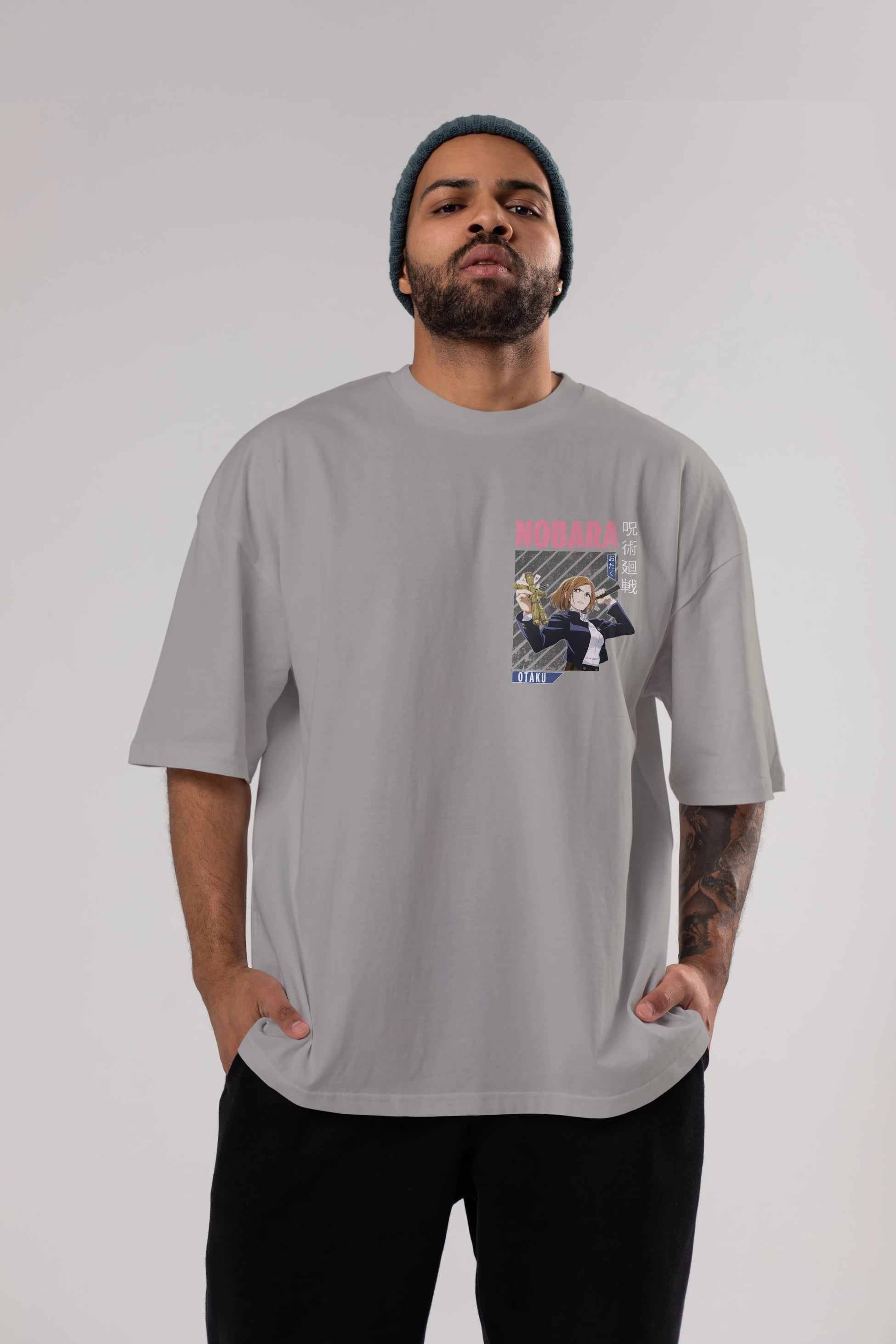 Nobara Kugisaki 6 Ön Sol Baskılı Oversize t-shirt Erkek Kadın Unisex %100 Pamuk Bisiklet Yaka tişort