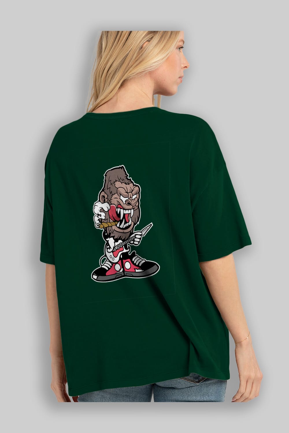 Gorilla Rock Star Arka Baskılı Oversize t-shirt Erkek Kadın Unisex %100 Pamuk tişort