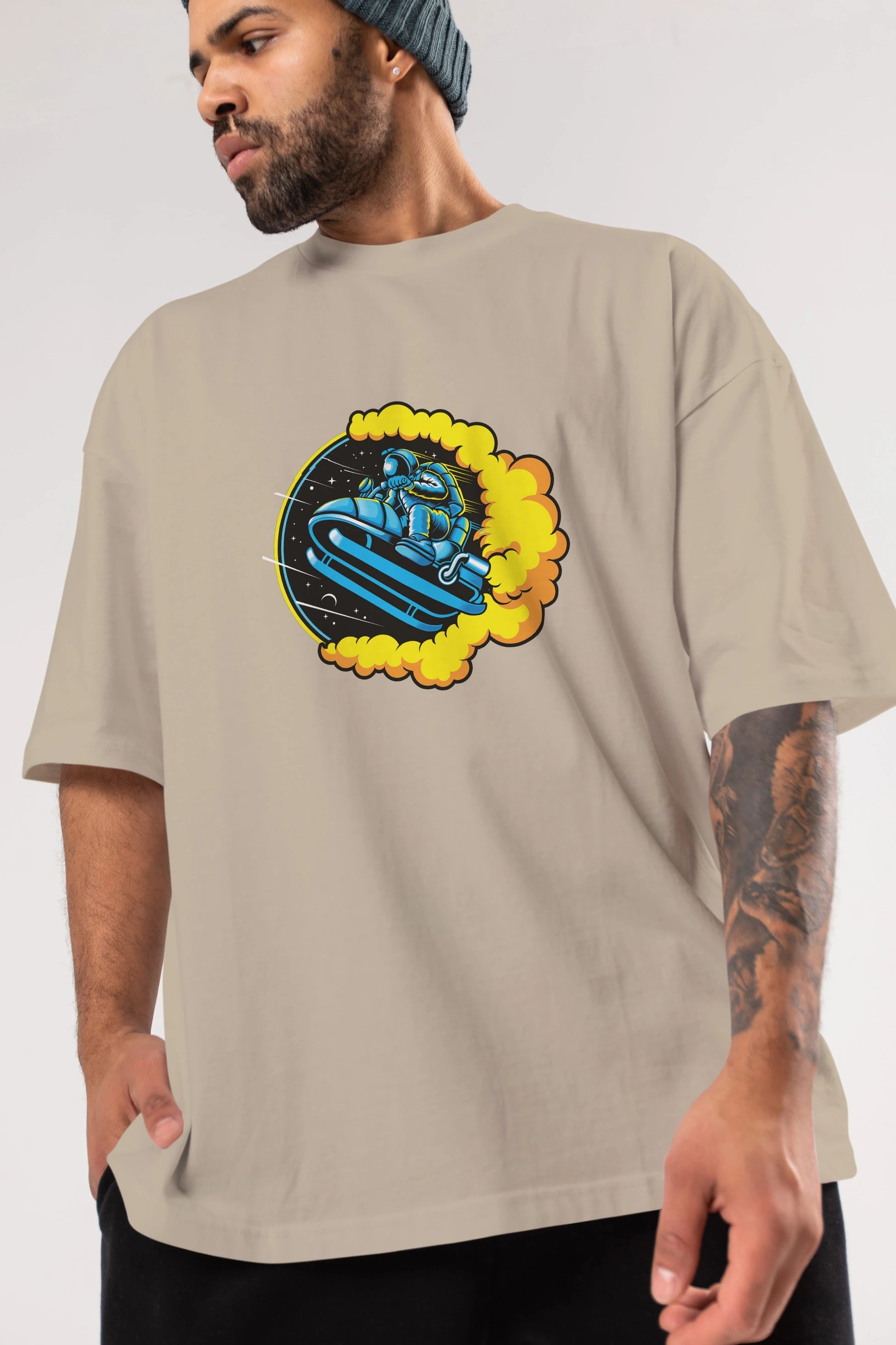 Astrojump with Snowmobile Ön Baskılı Oversize t-shirt Erkek Kadın Unisex