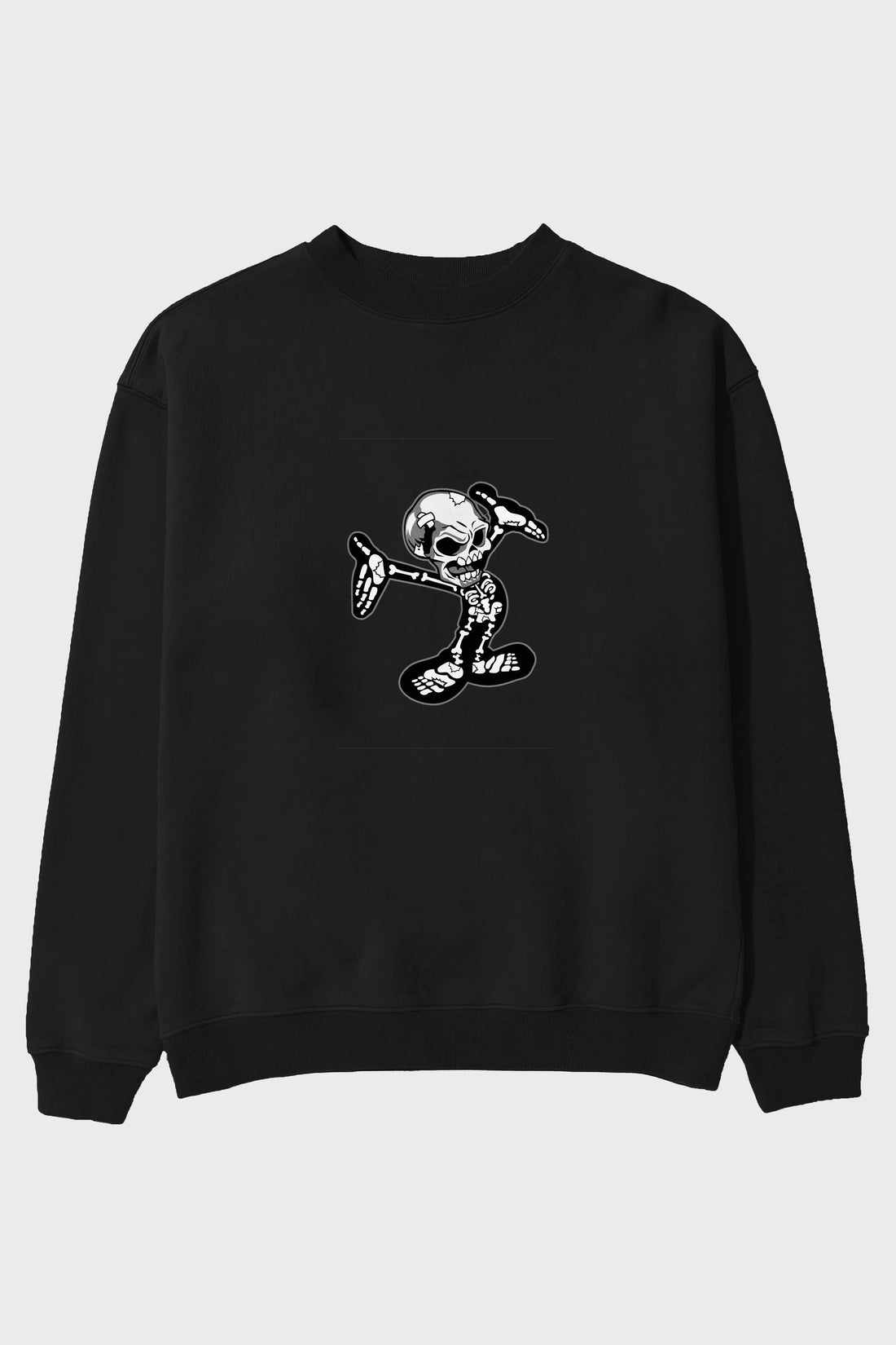 Skull Skeleton Ön Baskılı Oversize Sweatshirt Erkek Kadın Unisex
