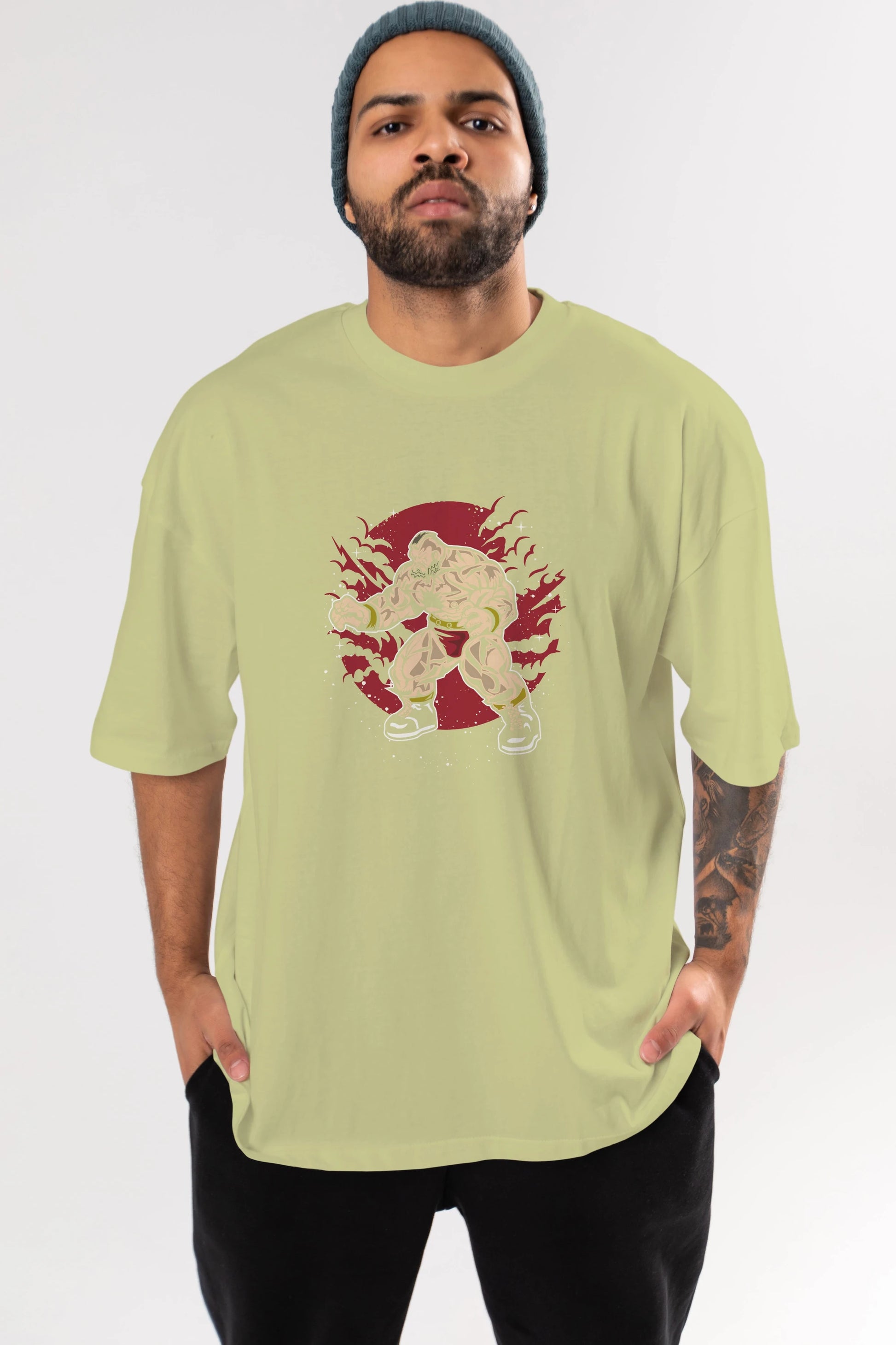 ZANGGIEF Ön Baskılı Oversize t-shirt Erkek Kadın Unisex %100 Pamuk tişort