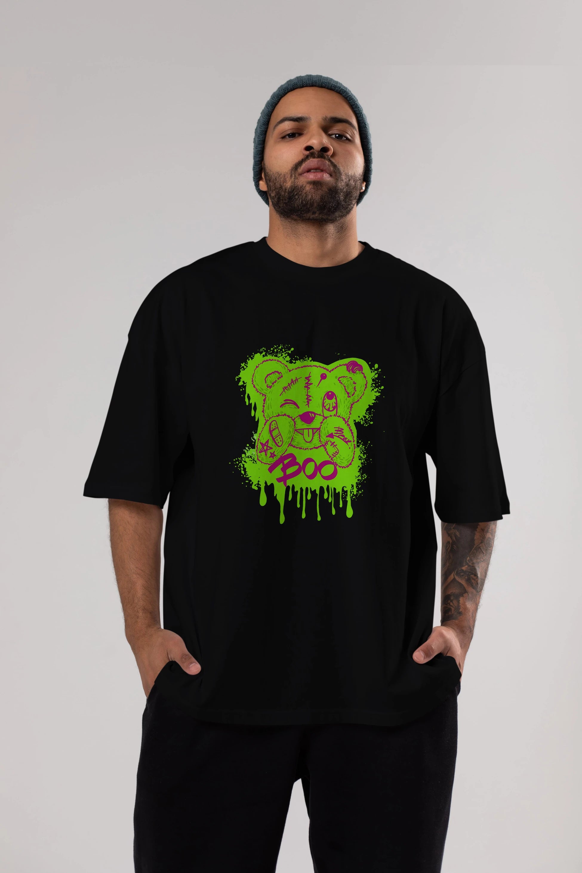 Boo  Bear Ön Baskılı Oversize t-shirt Erkek Kadın Unisex