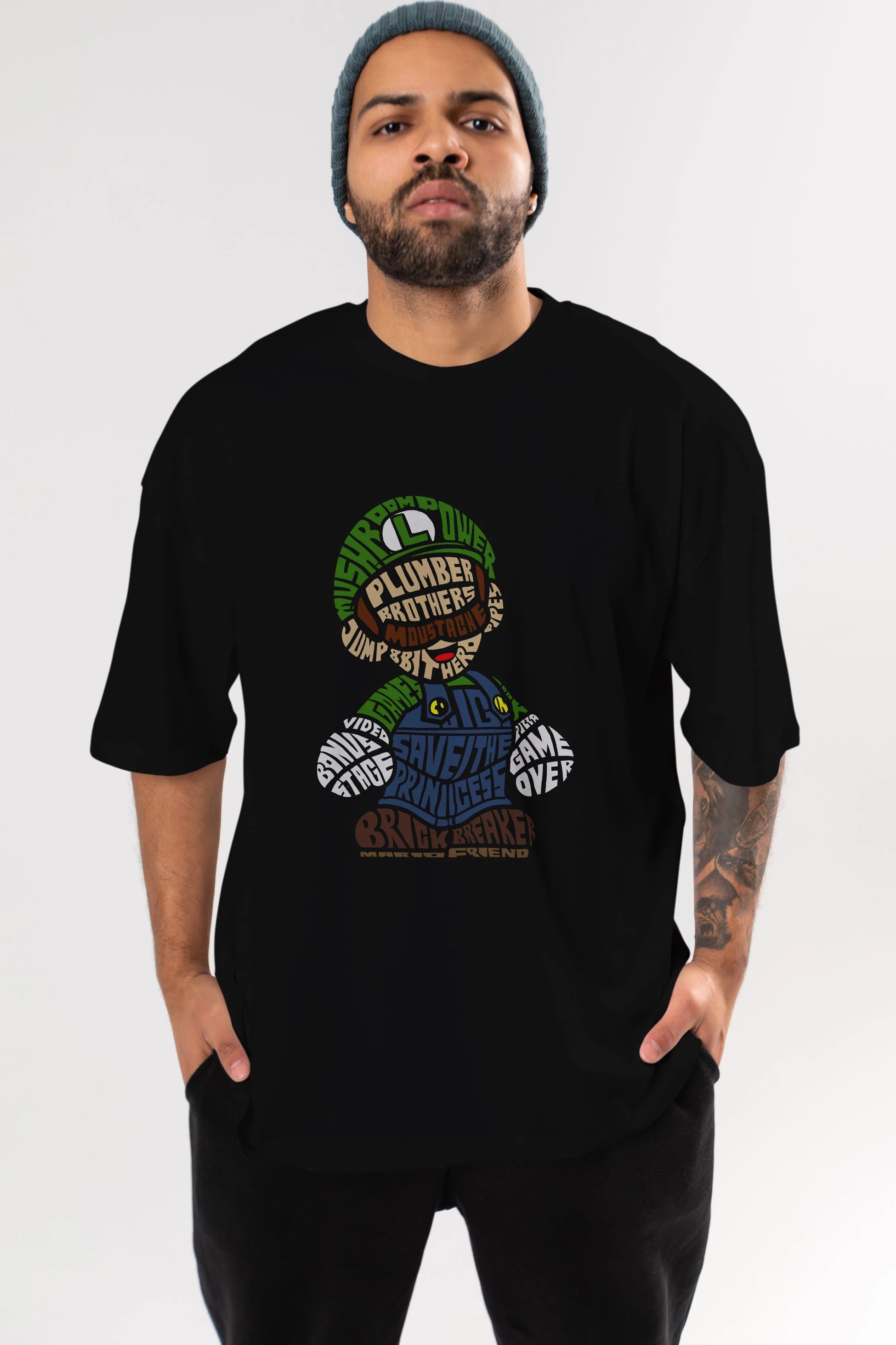 Plumber Brothers Ön Baskılı Oversize t-shirt %100 pamuk Erkek Kadın Unisex