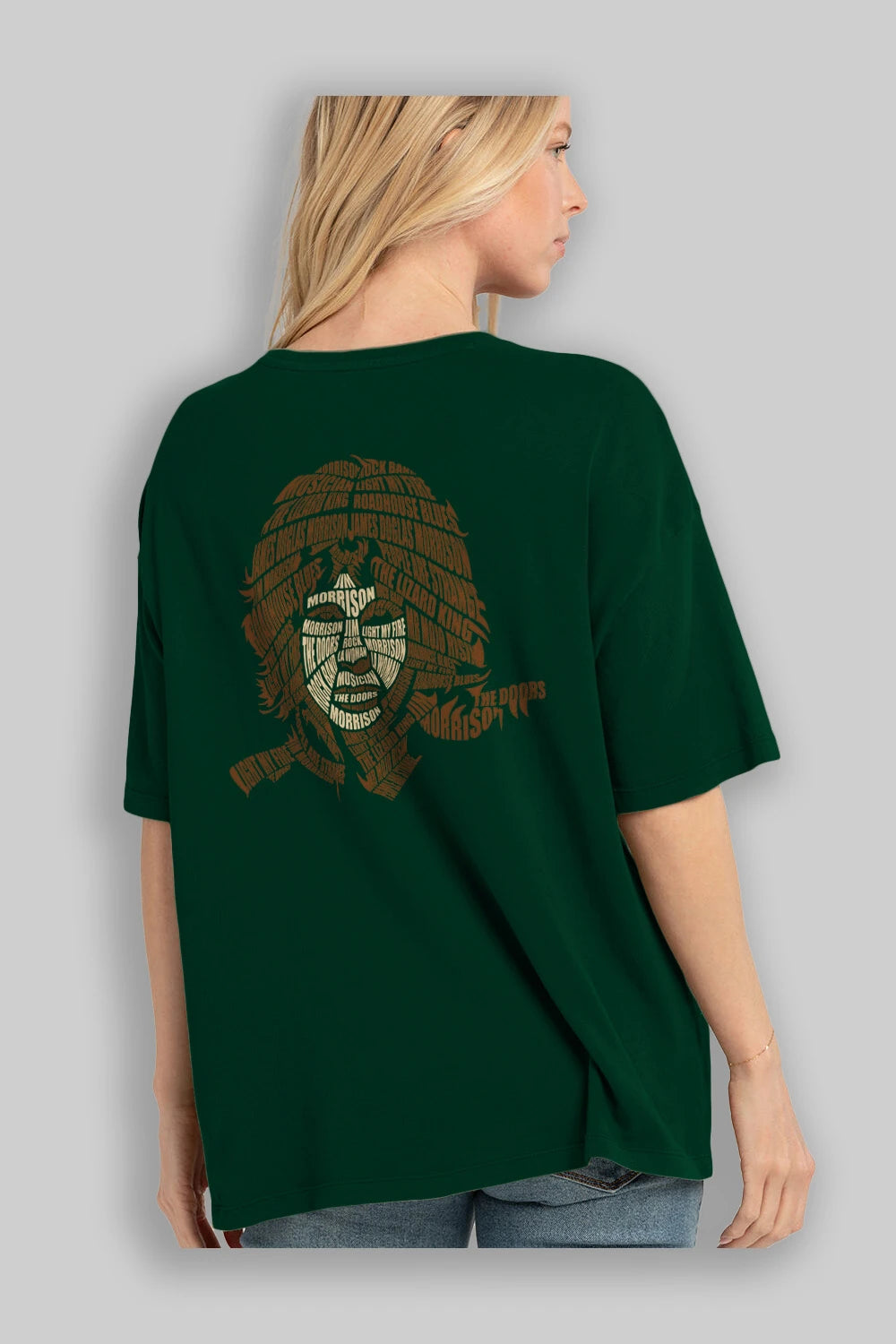 Jim Morrison Calligram Arka Baskılı Oversize t-shirt %100 pamuk Erkek Kadın Unisex