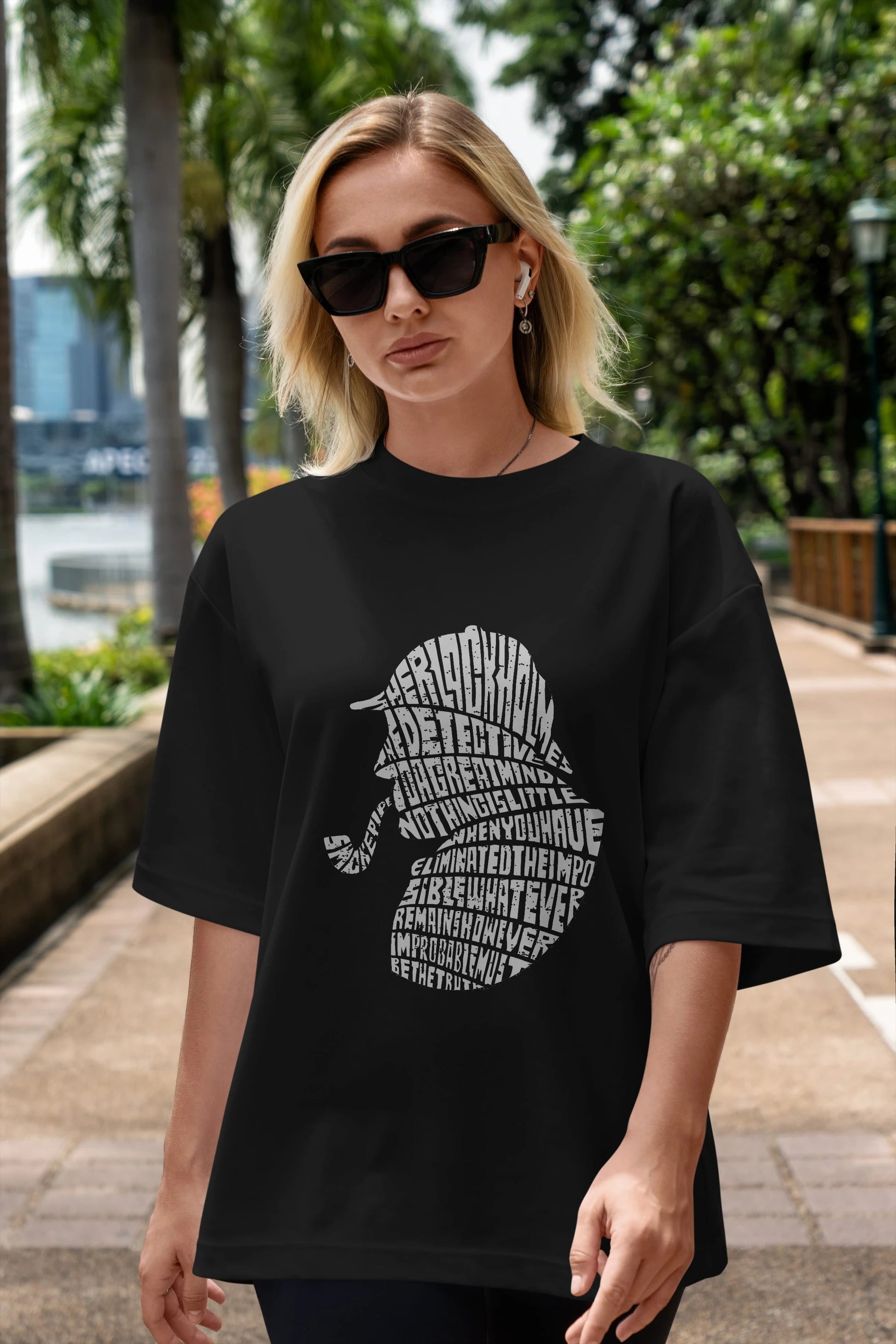 Holmes Ön Baskılı Oversize t-shirt %100 pamuk Erkek Kadın Unisex