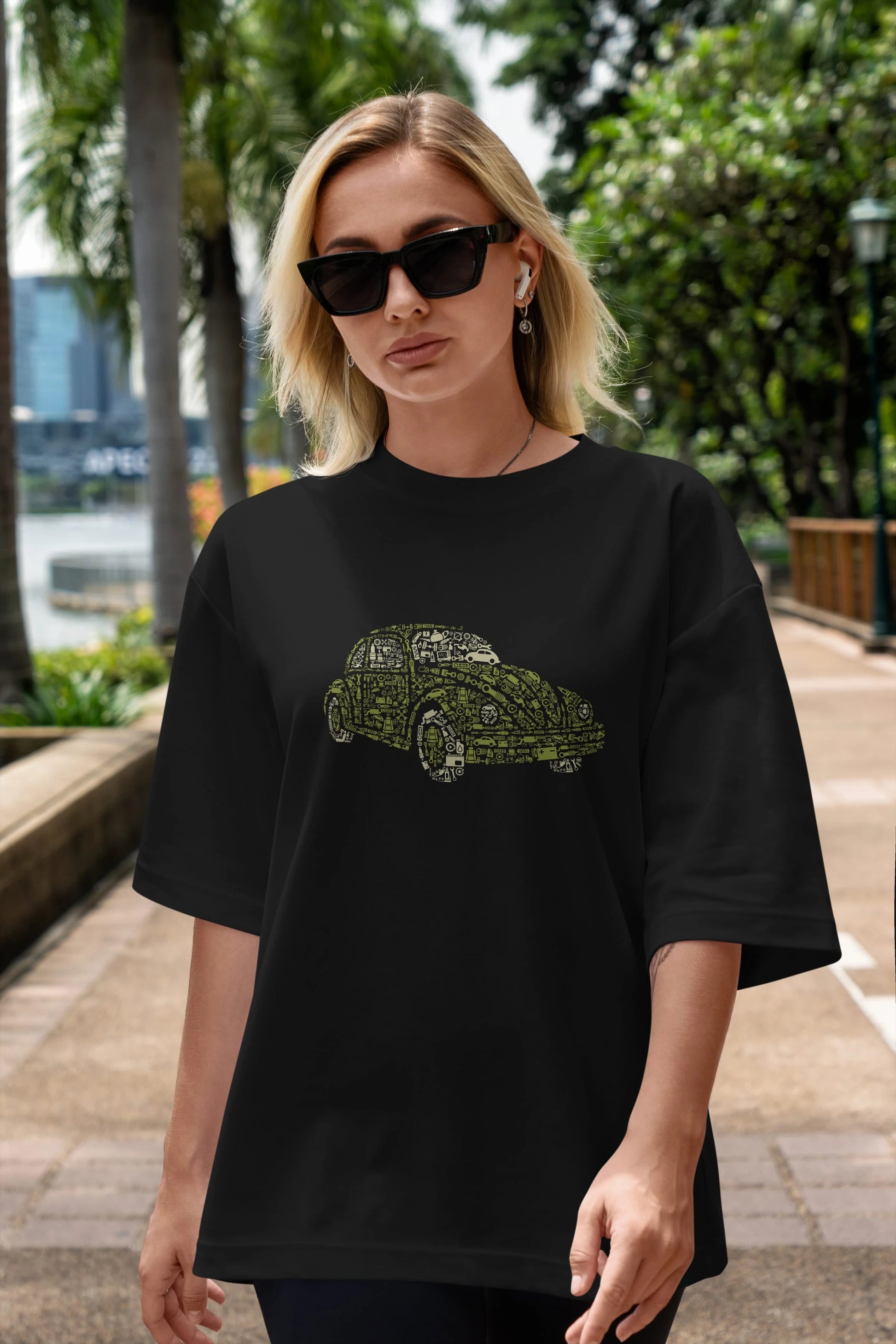 Beetle Ön Baskılı Oversize t-shirt %100 pamuk Erkek Kadın Unisex