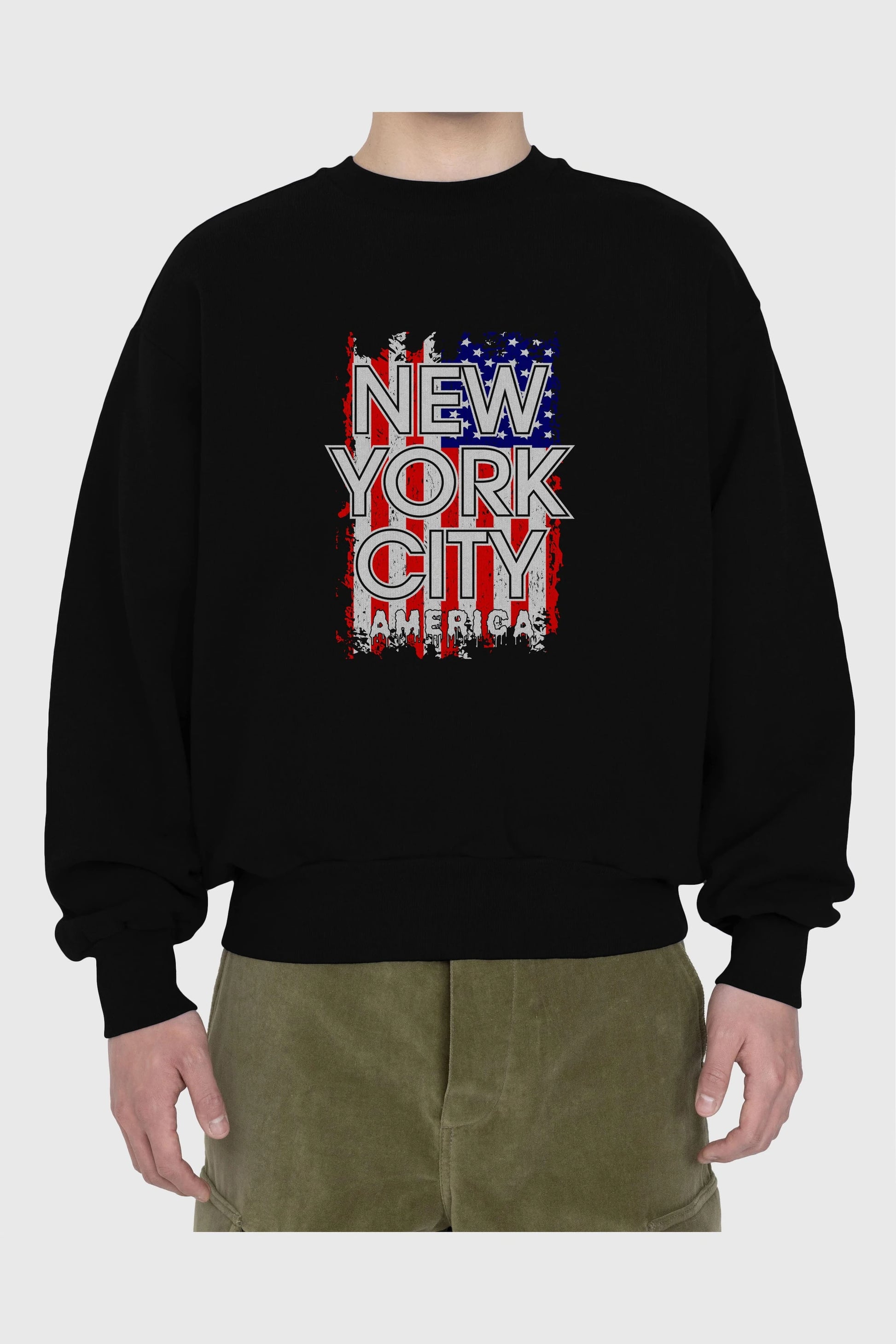 New York City 2 Ön Baskılı Oversize Sweatshirt Erkek Kadın Unisex