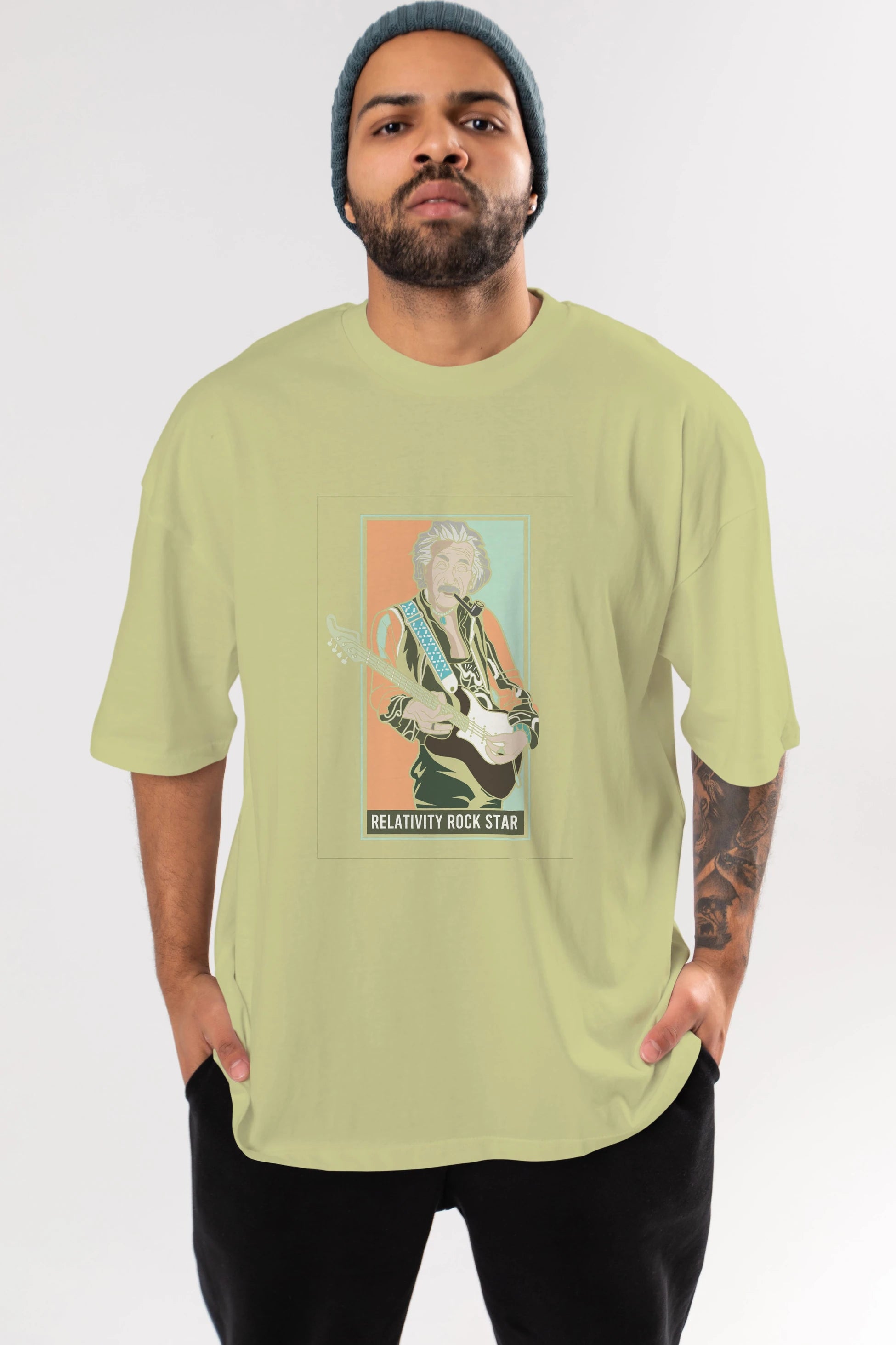 Jimmy Einstein Ön Baskılı Oversize t-shirt Erkek Kadın Unisex %100 Pamuk tişort