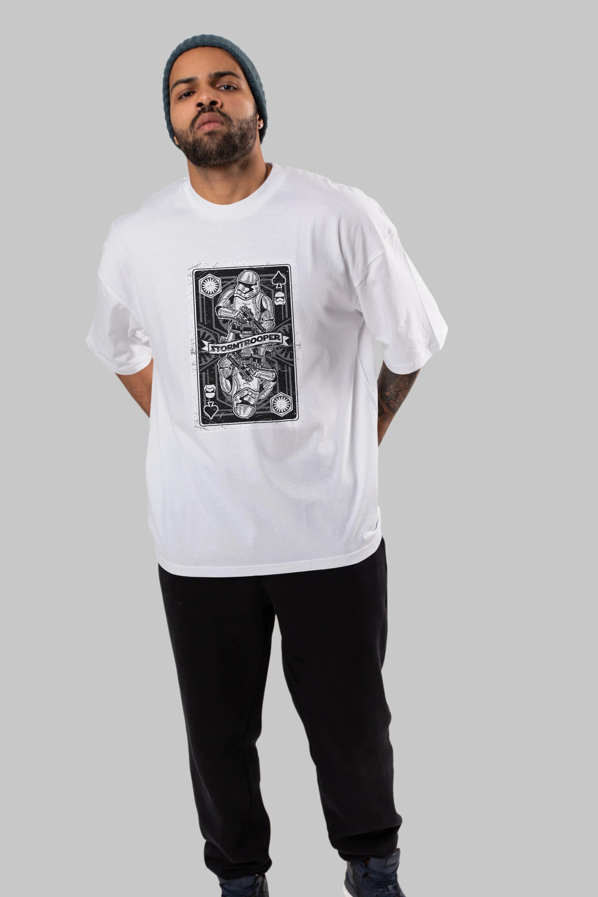 Stormtrooper Playing Card Ön Baskılı Oversize t-shirt Erkek Kadın Unisex %100 Pamuk tişort