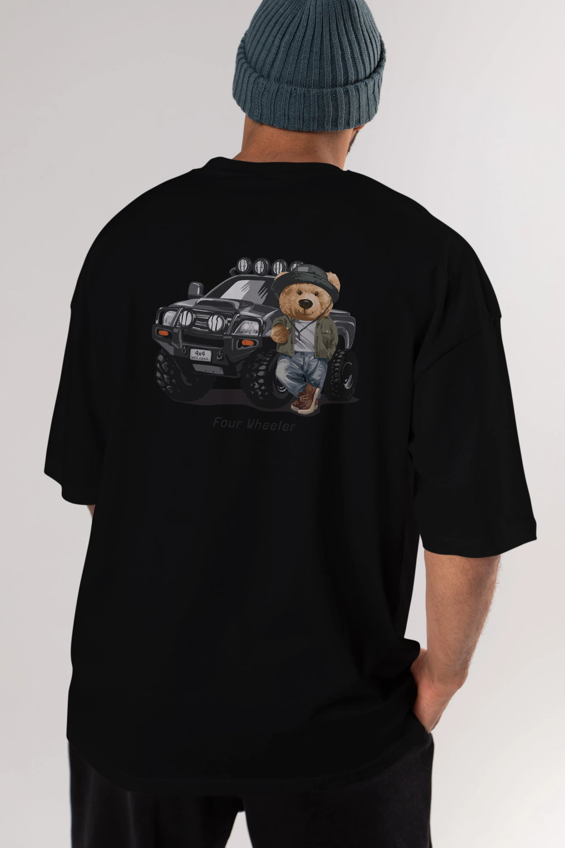 Teddy Bear Off Road Arka Baskılı Oversize t-shirt Erkek Kadın Unisex %100 Pamuk