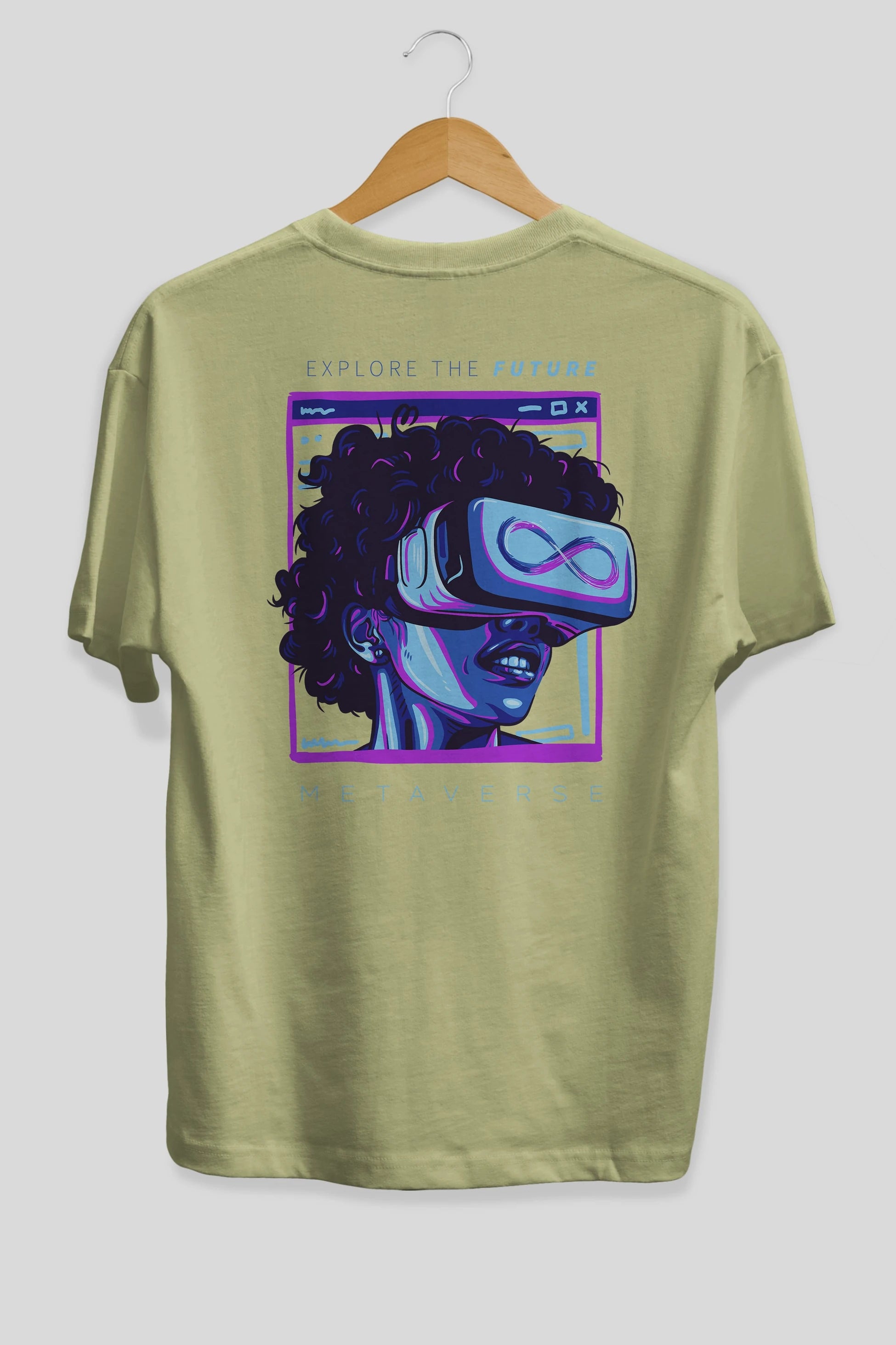 Metaverse Arka Baskılı Oversize t-shirt Erkek Kadın Unisex