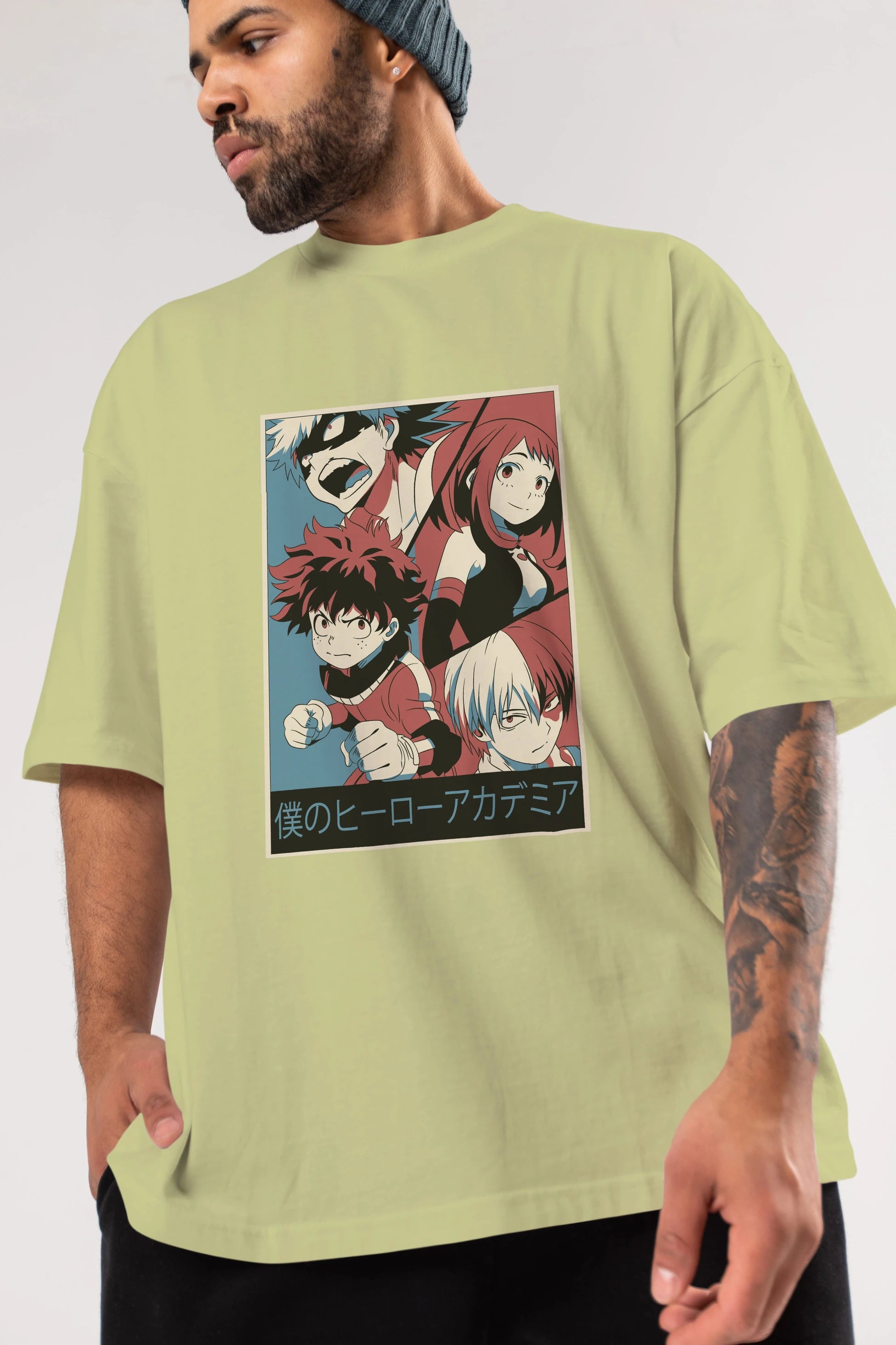 BokuNoHero Anime Ön Baskılı Oversize t-shirt %100 pamuk Erkek Kadın Unisex