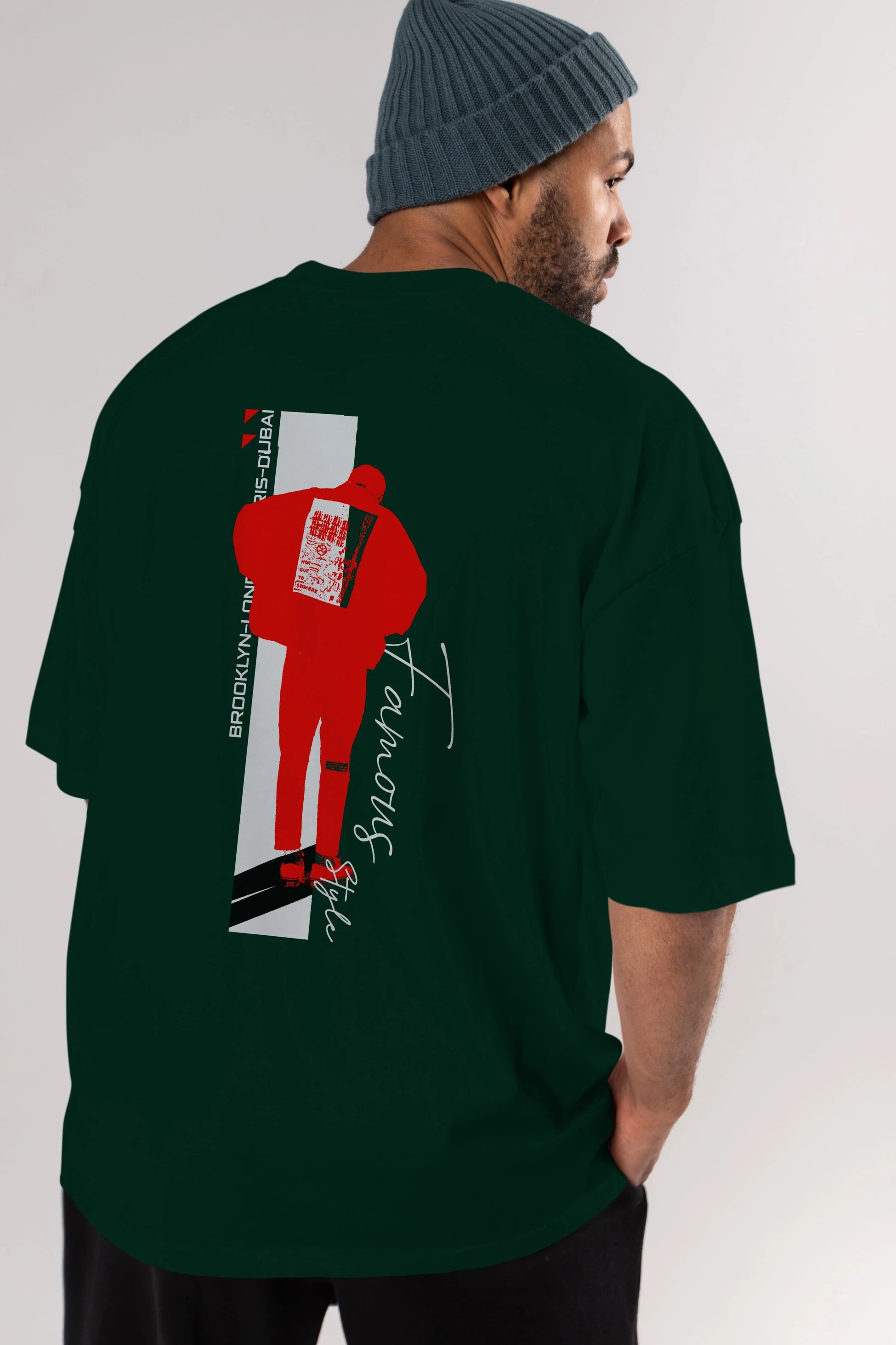Brooklyn Style Arka Baskılı Oversize t-shirt Erkek Kadın Unisex