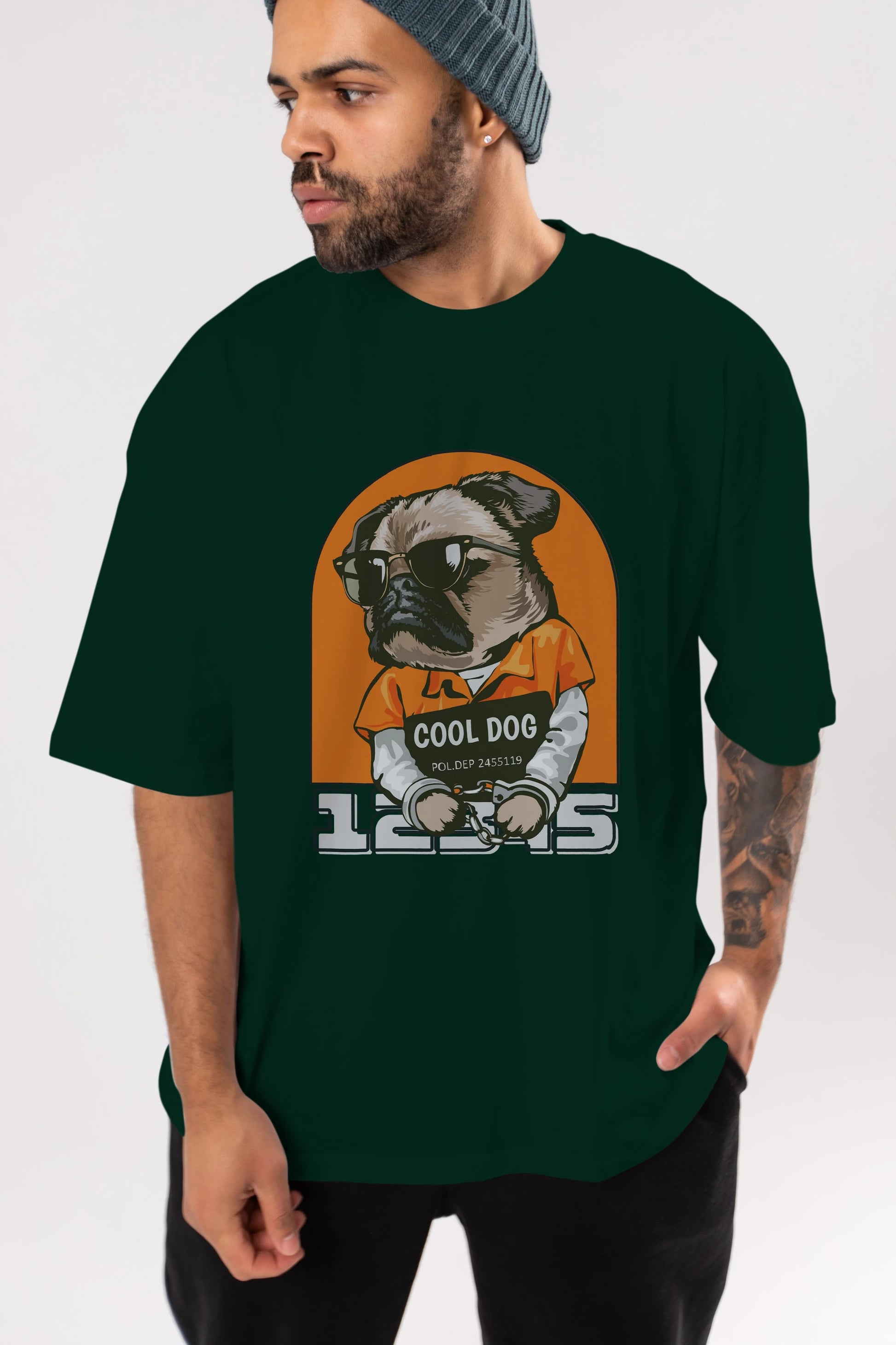 Cool Dog Ön Baskılı Oversize t-shirt Erkek Kadın Unisex
