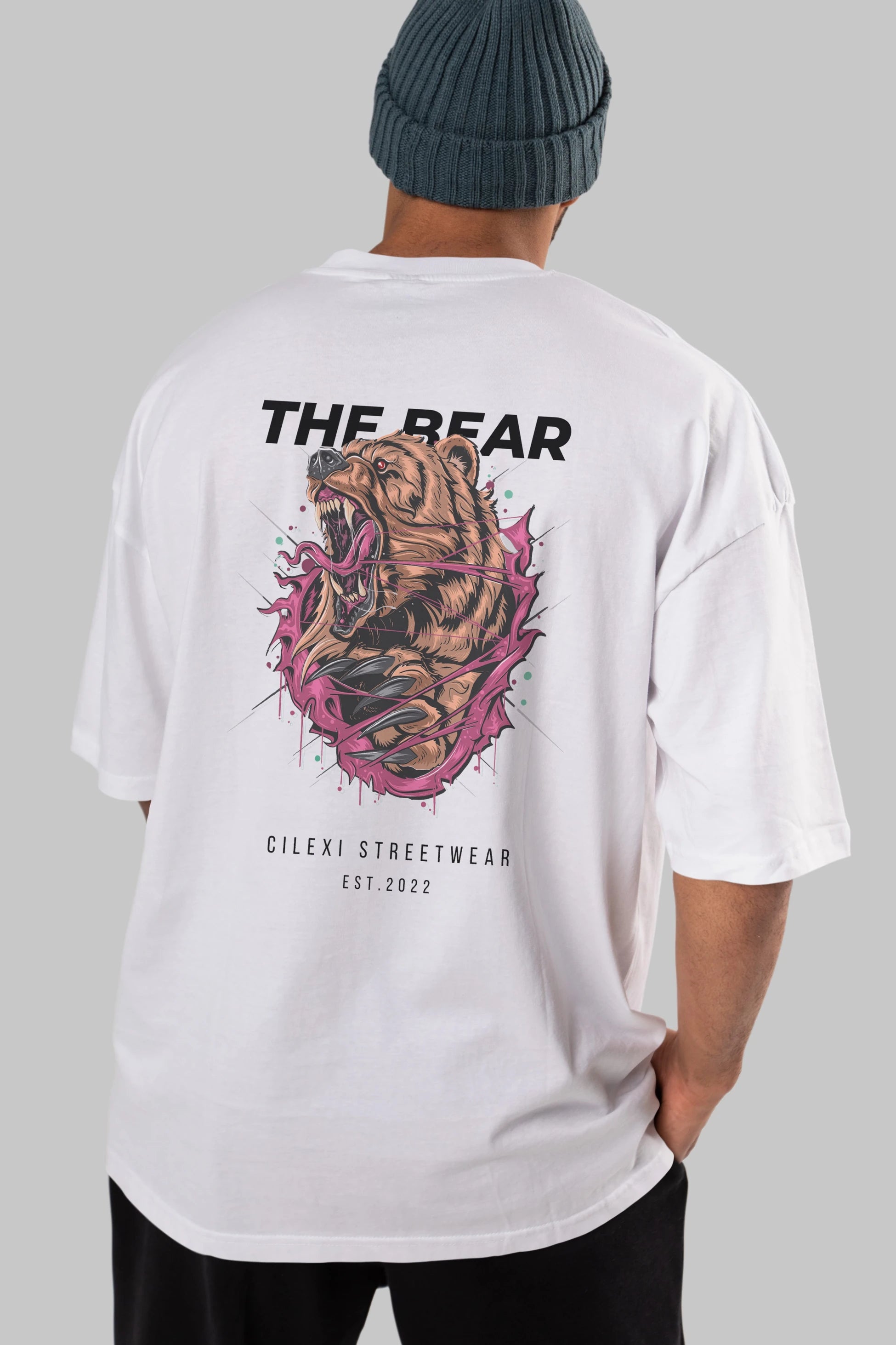 The Bear Arka Baskılı Oversize t-shirt Erkek Kadın Unisex