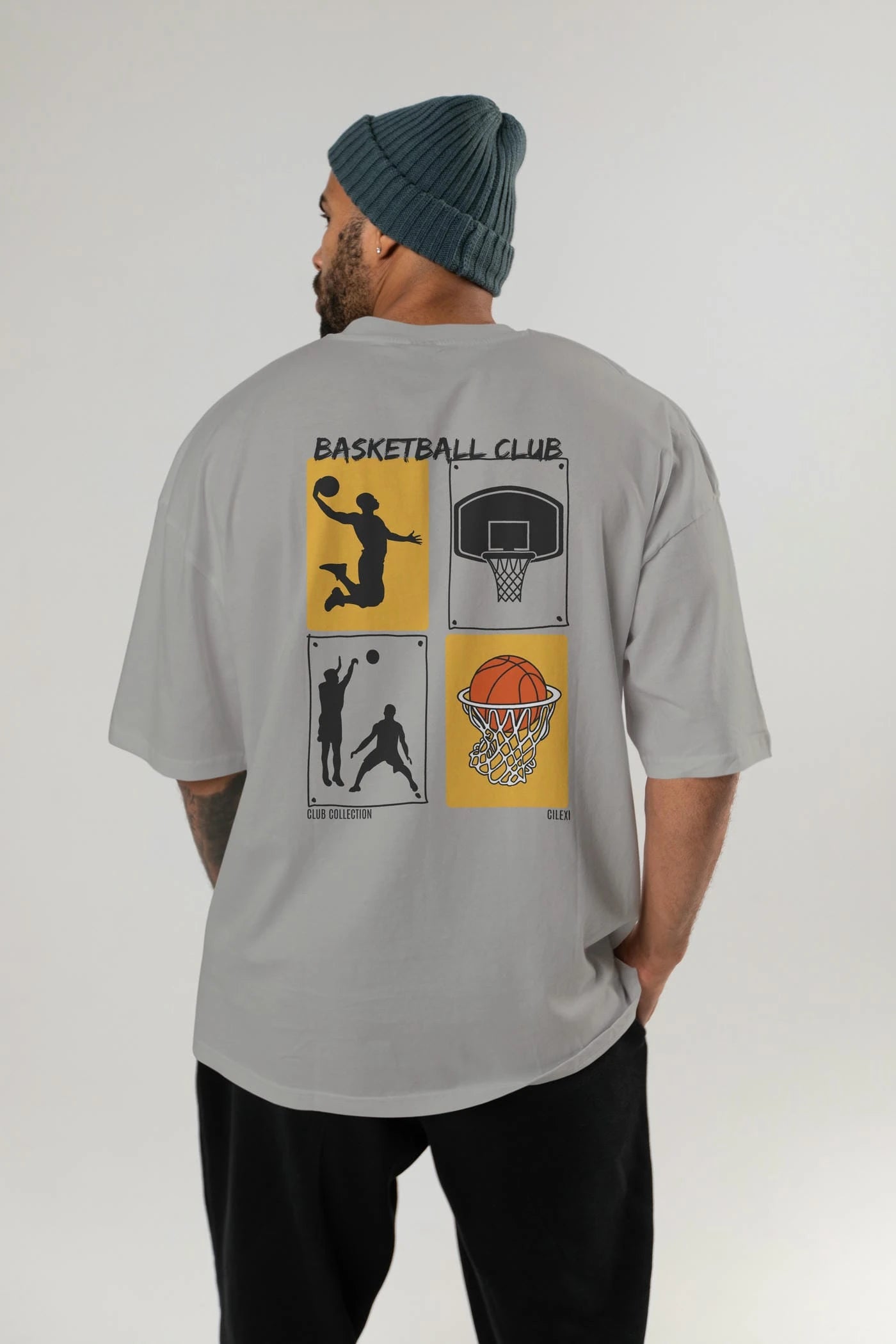 Basketball Club Arka Baskılı Oversize t-shirt Erkek Kadın %100 Pamuk Bisiklet Yaka tişort