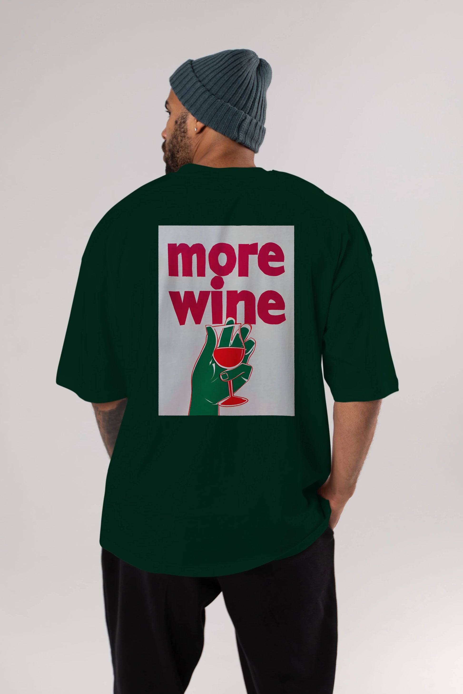More Wine 3 Arka Baskılı Oversize t-shirt Erkek Kadın Unisex %100 Pamuk Bisiklet Yaka tişort