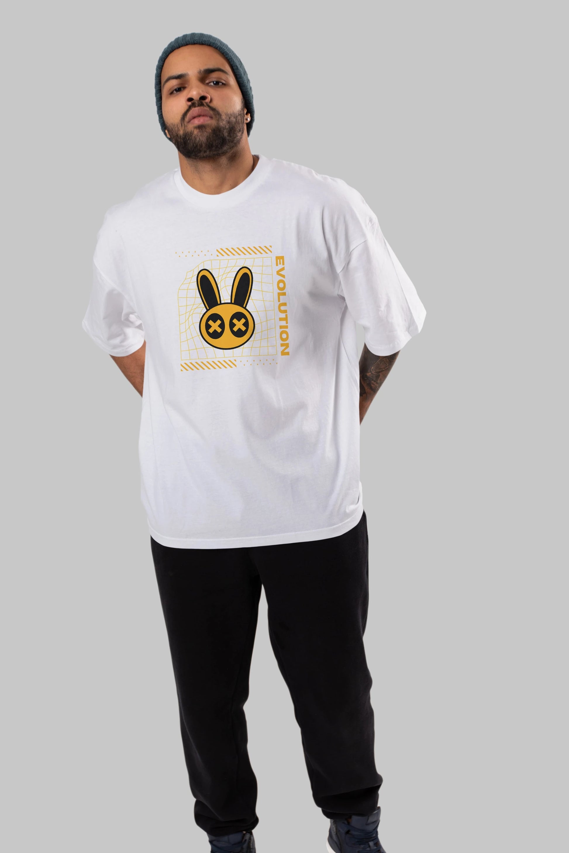 Evolution Yazılı Ön Baskılı Oversize t-shirt Erkek Kadın Unisex