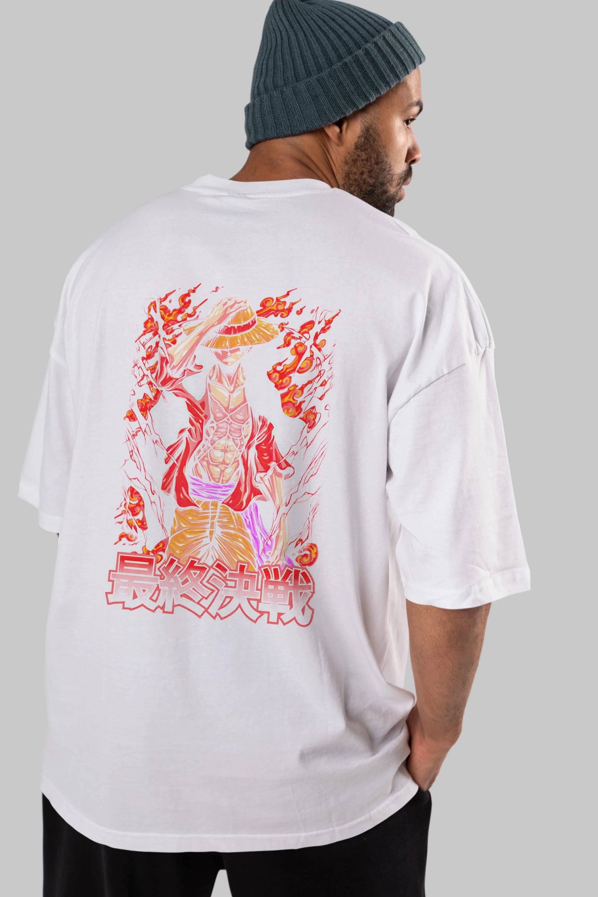 MONKEY D. LUFFY (3) Anime Arka Baskılı Oversize t-shirt Erkek Kadın Unisex