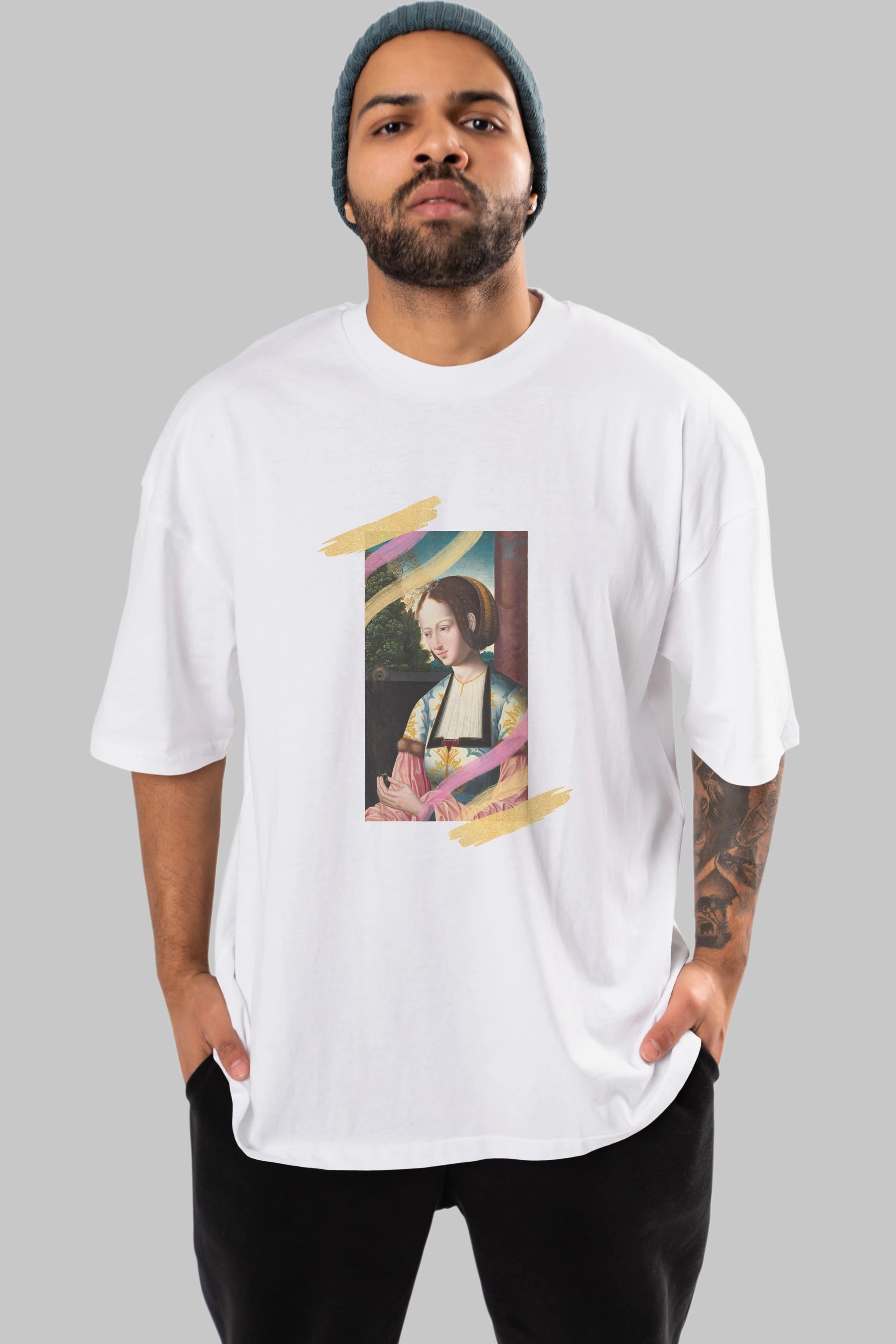Woman Portrait Ön Baskılı Oversize t-shirt Erkek Kadın Unisex