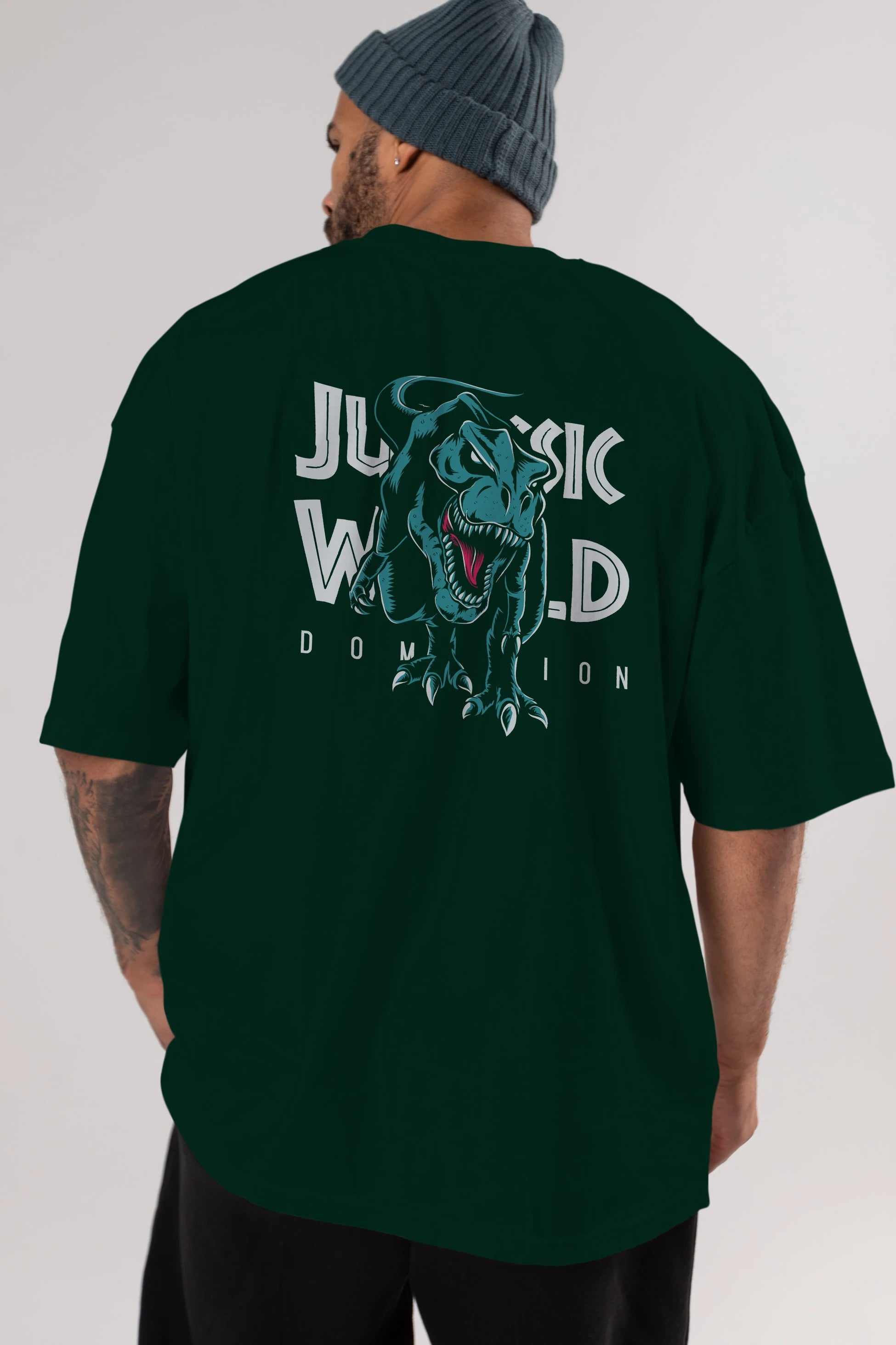 Jurassic Park (1) Arka Baskılı Oversize t-shirt Erkek Kadın Unisex %100 Pamuk Bisiklet Yaka tişort