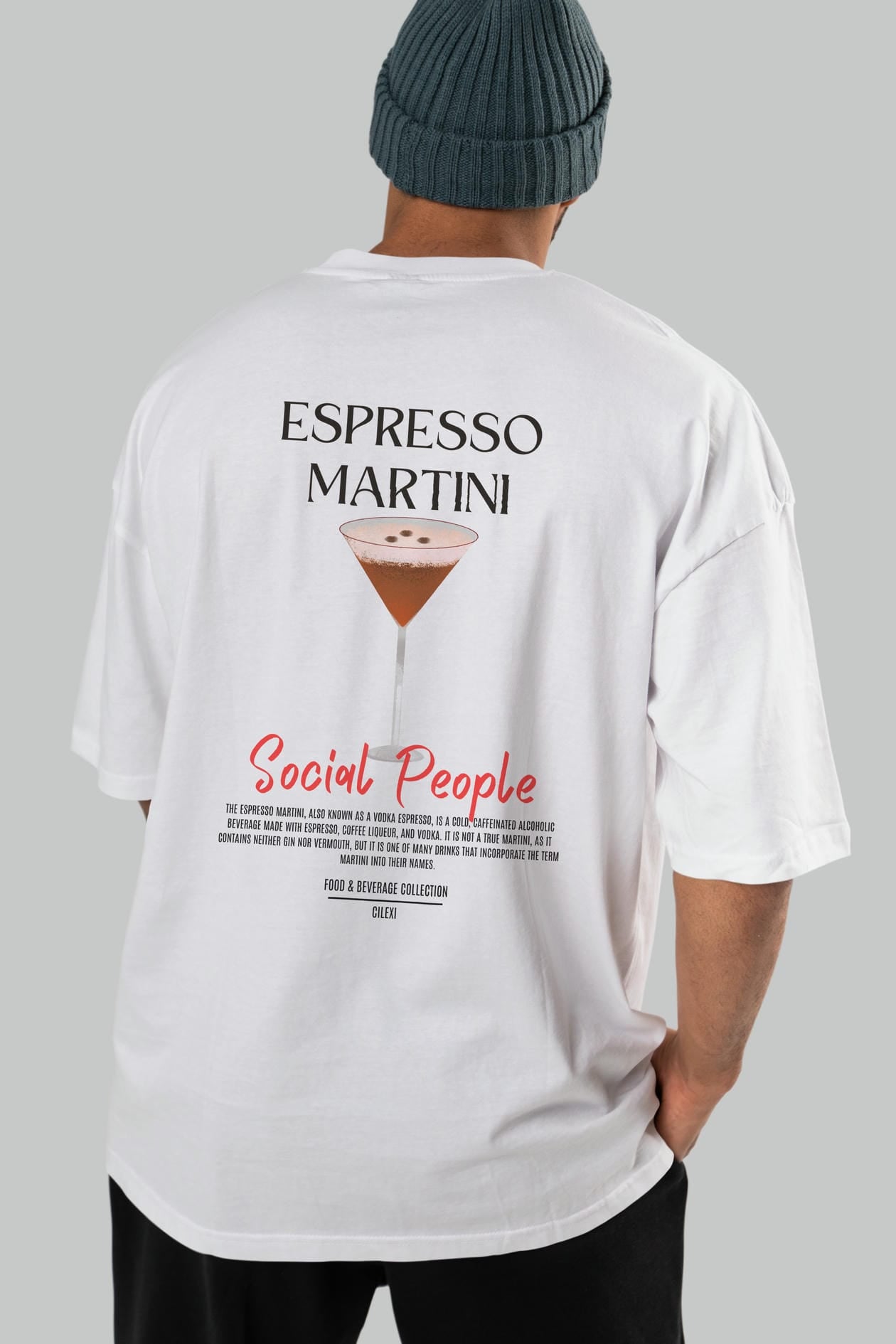 Espresso Martını Kokteyl Serisi Baskılı Oversize t-shirt Erkek Kadın Unisex %100 Pamuk Bisiklet Yaka tişort
