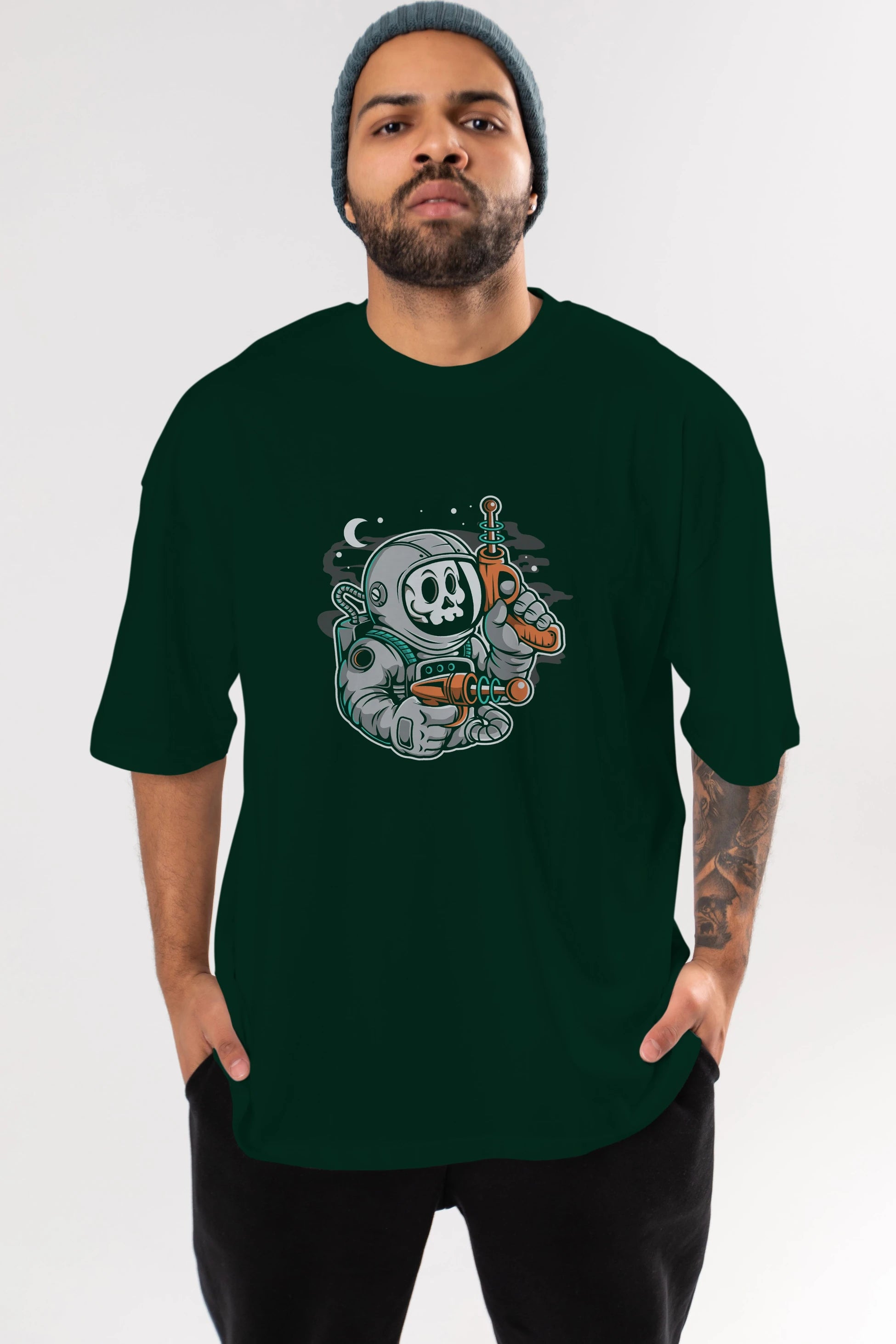 Astronaut Ray Gun Ön Baskılı Oversize t-shirt Erkek Kadın Unisex