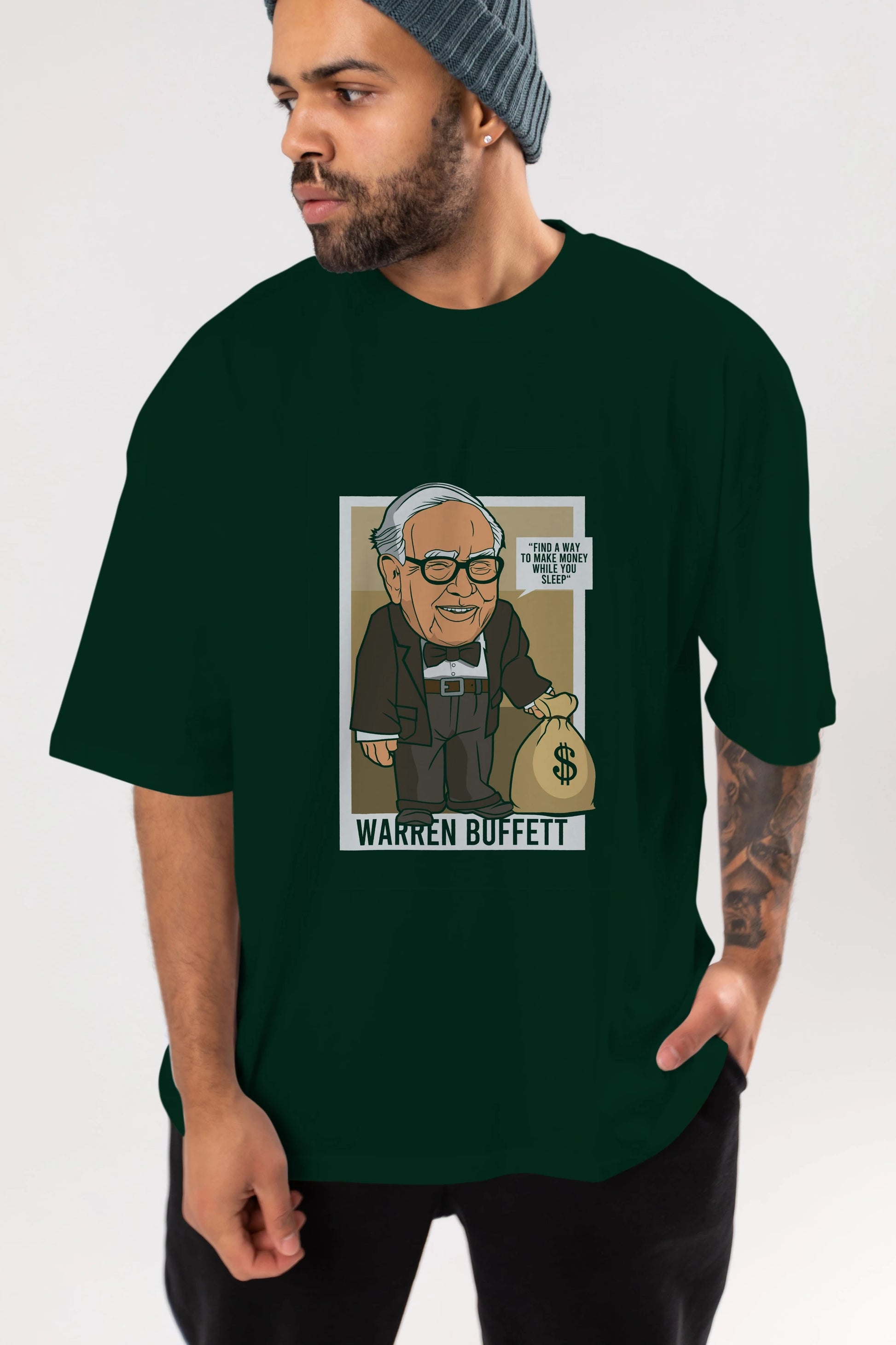 Warren Buffet Up Carl Ön Baskılı Oversize t-shirt Erkek Kadın Unisex %100 Pamuk tişort