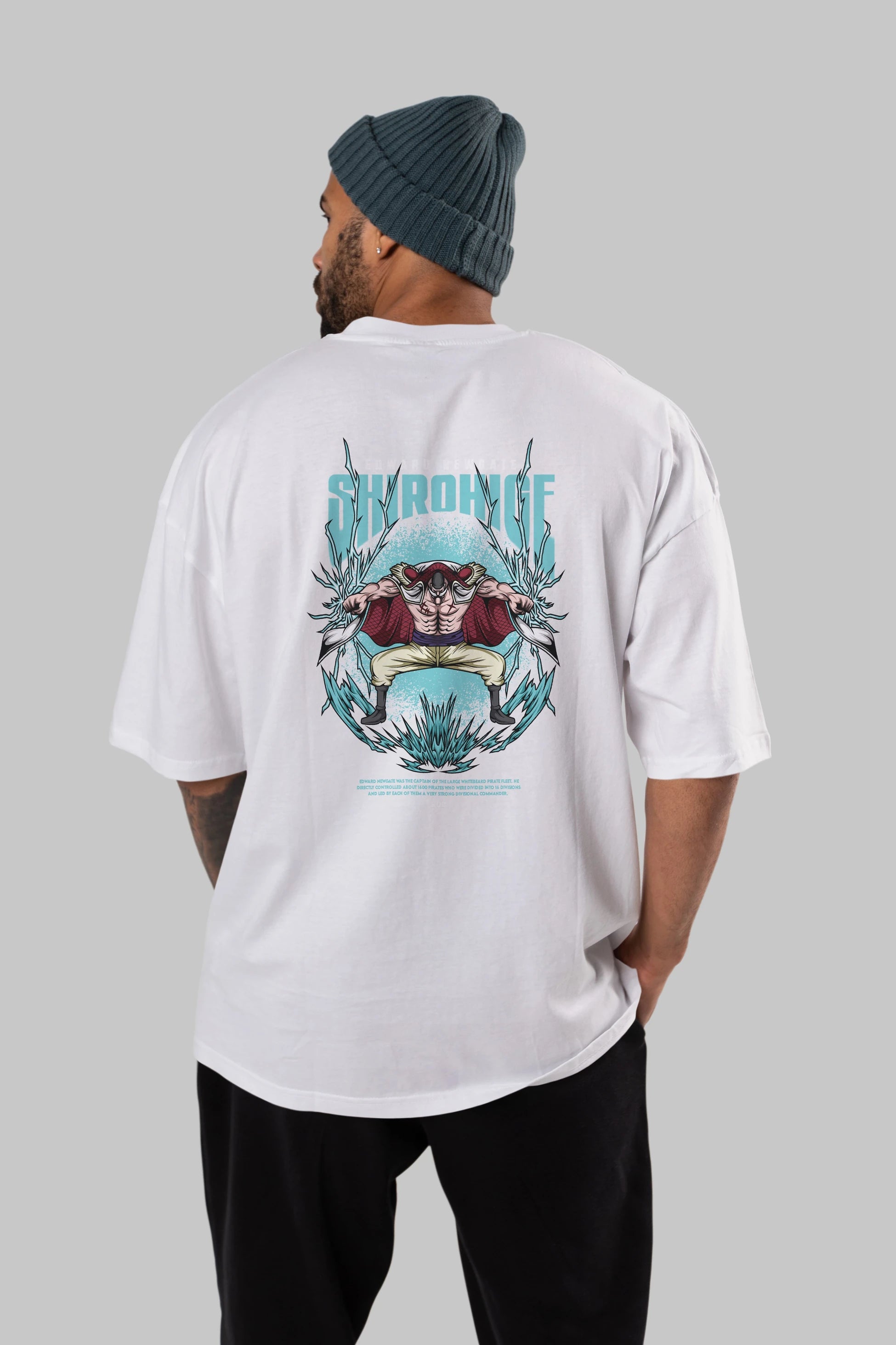 Shirohige Anime Arka Baskılı Oversize t-shirt Erkek Kadın Unisex