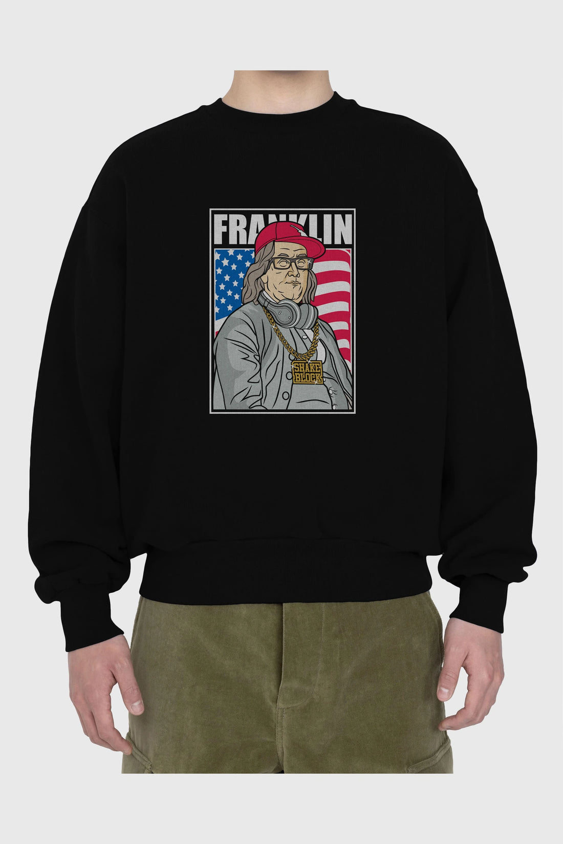Franklin Rapper Ön Baskılı Oversize Sweatshirt Erkek Kadın Unisex