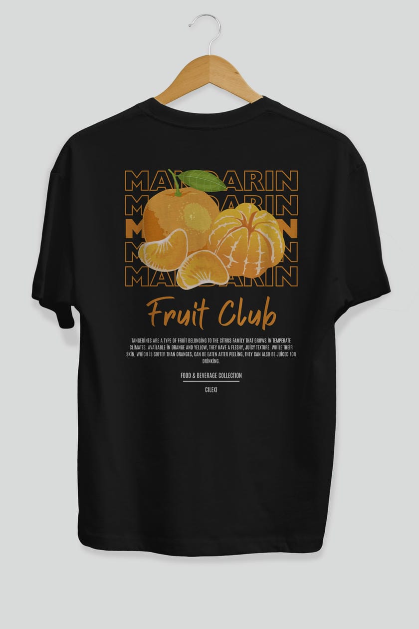 Mandarin Arka Baskılı Oversize t-shirt Erkek Kadın Pamuk Bisiklet Yaka tişort