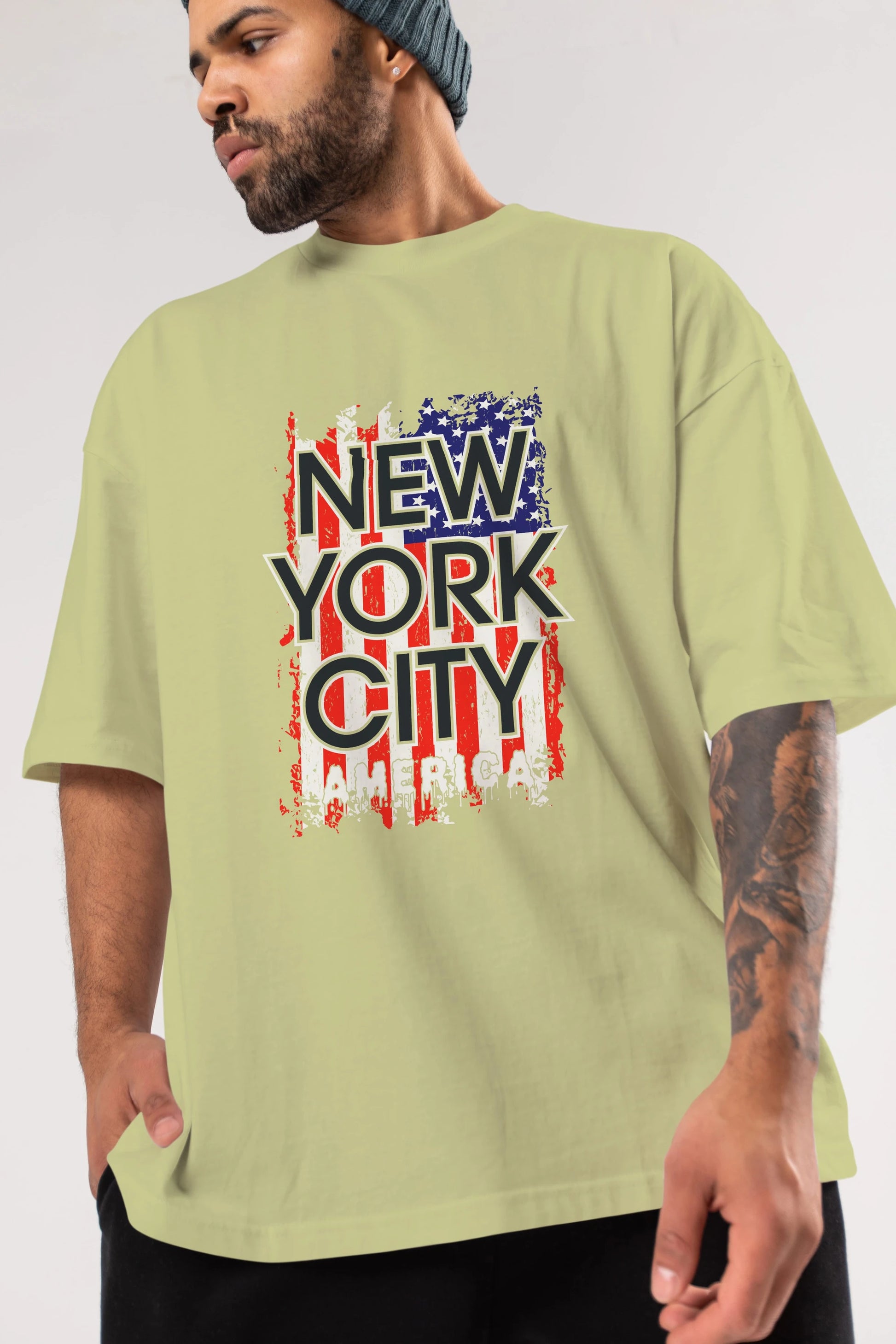 New York City 2 Ön Baskılı Oversize t-shirt Erkek Kadın Unisex