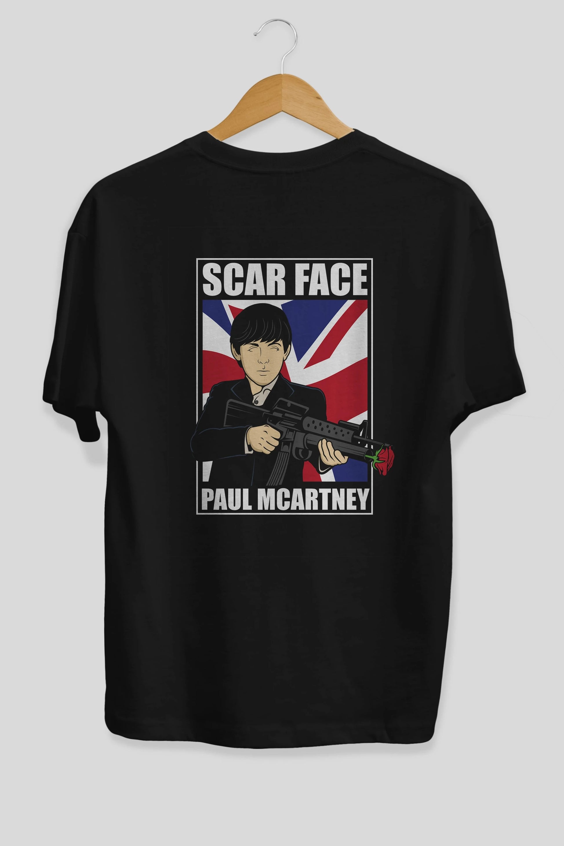 Paul Mccartney Scar Face Arka Baskılı Oversize t-shirt Erkek Kadın Unisex %100 Pamuk tişort