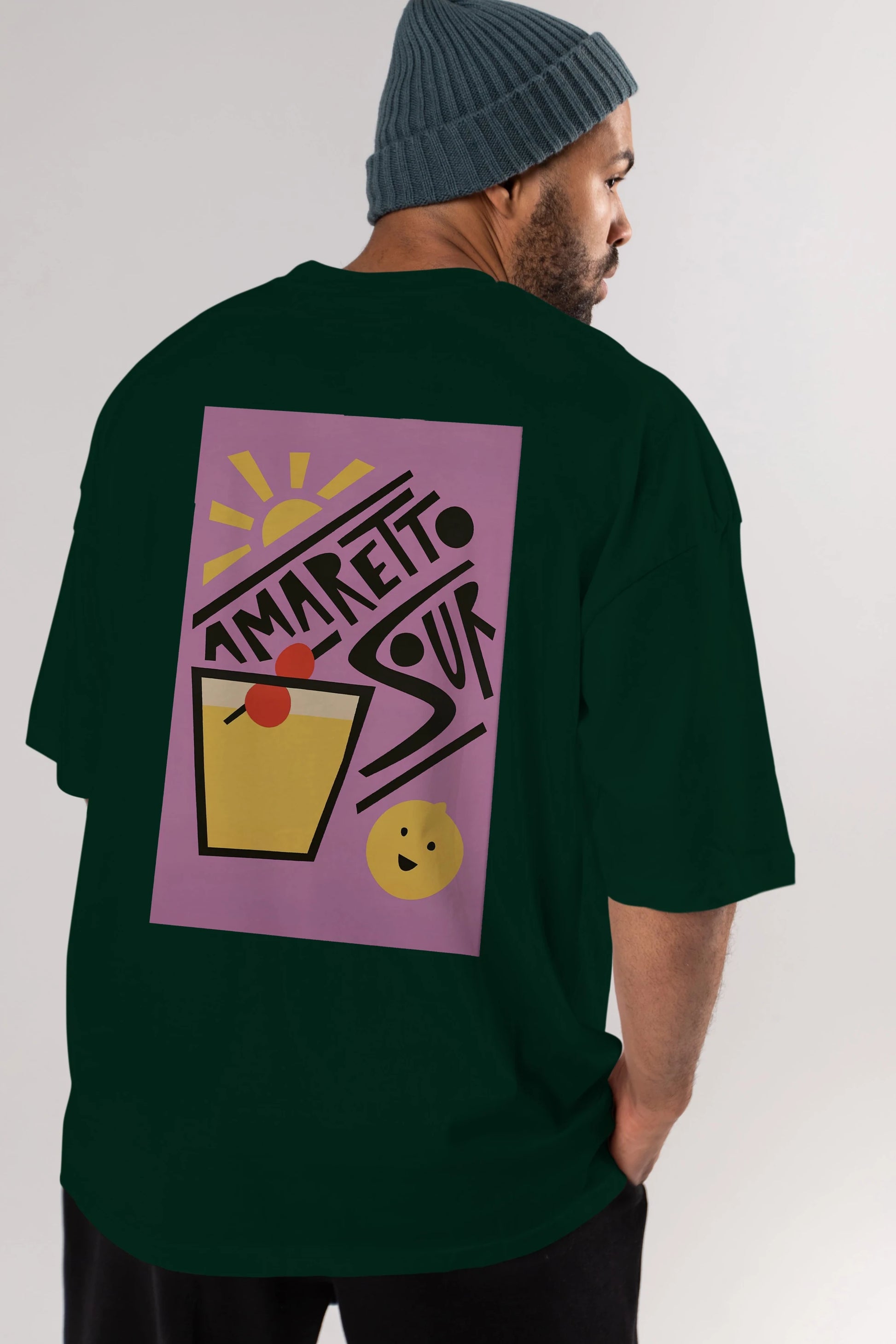 Amaretto Sour Arka Baskılı Oversize t-shirt Erkek Kadın Unisex %100 Pamuk Bisiklet Yaka tişort