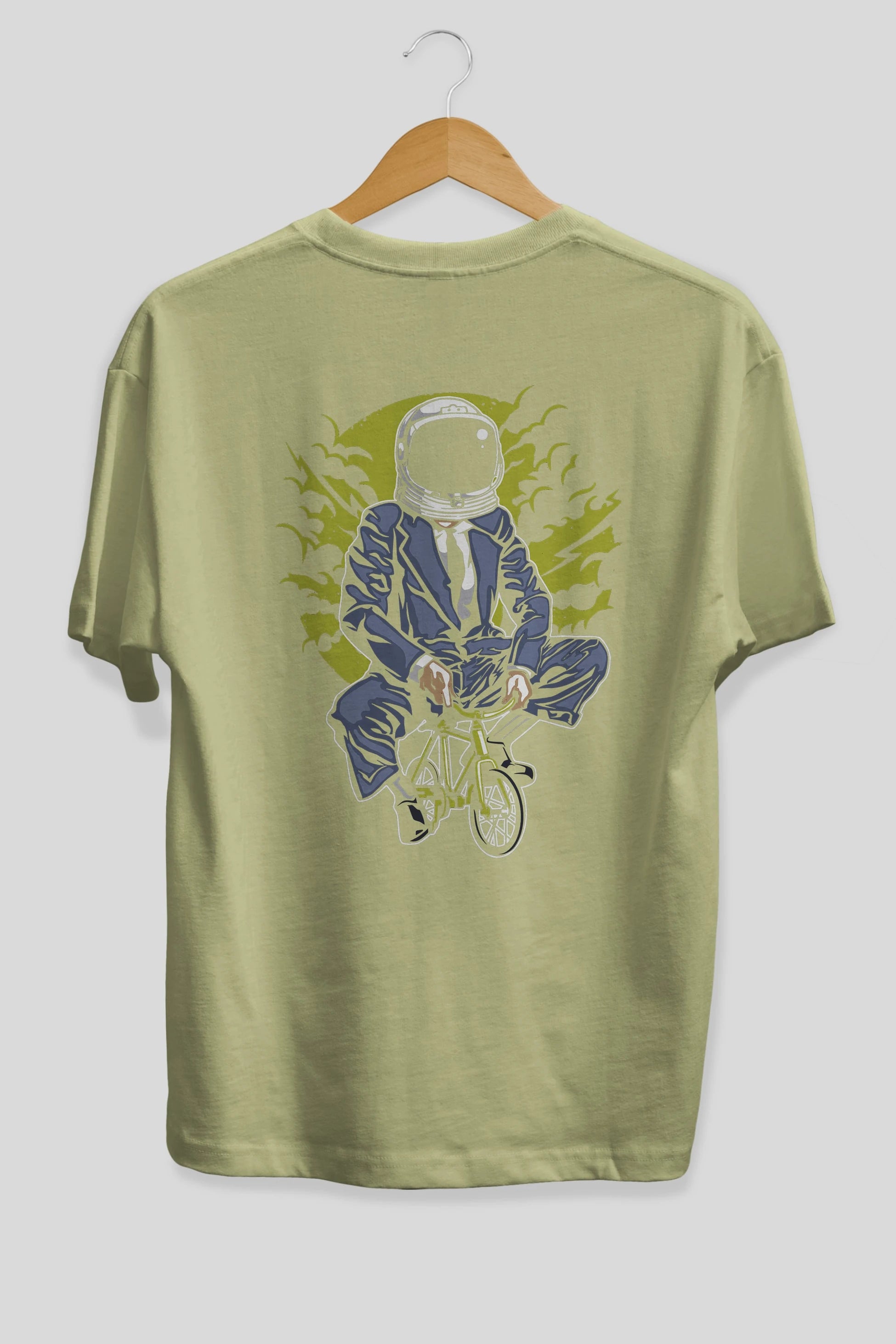 Bike To The Moon Arka Baskılı Oversize t-shirt Erkek Kadın Unisex %100 Pamuk