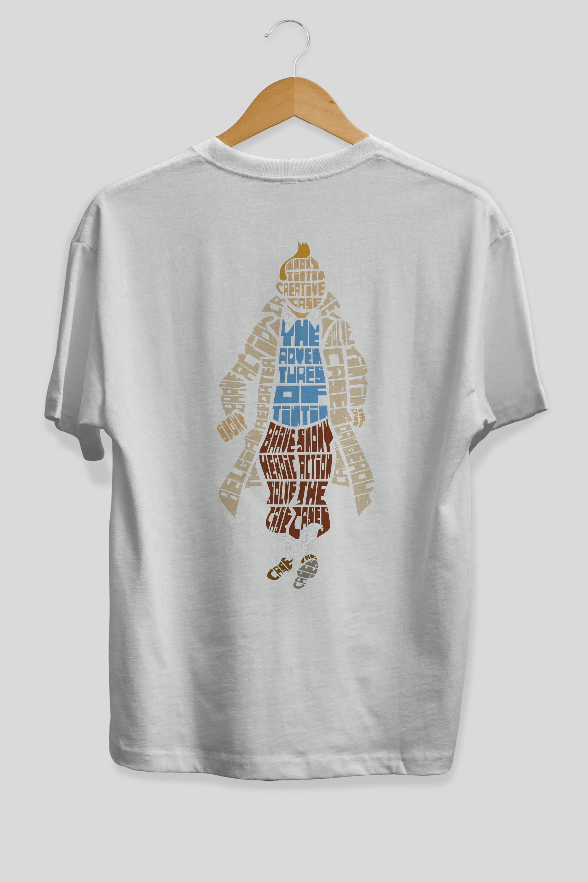 Tin Tin Arka Baskılı Oversize t-shirt %100 pamuk Erkek Kadın Unisex