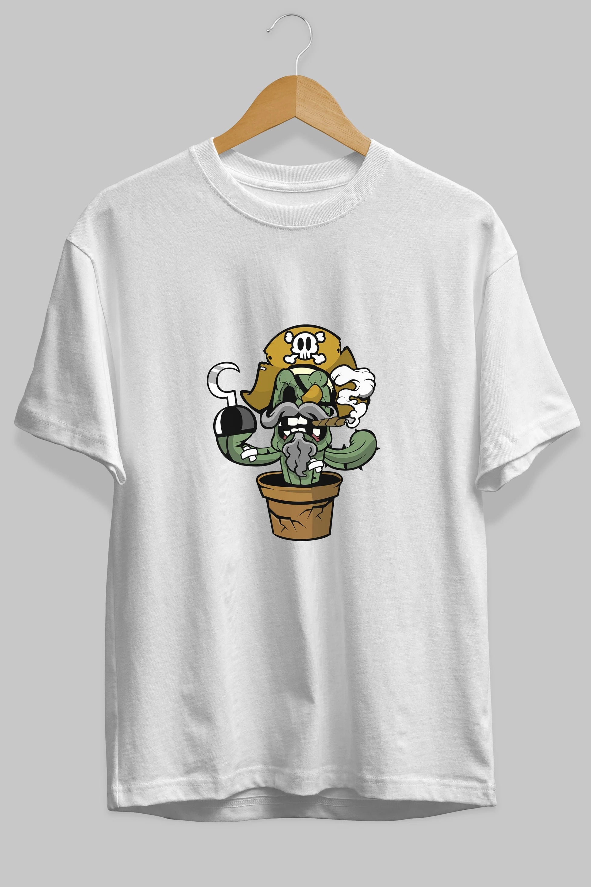 Pirate Cactus Ön Baskılı Oversize t-shirt Erkek Kadın Unisex %100 Pamuk tişort