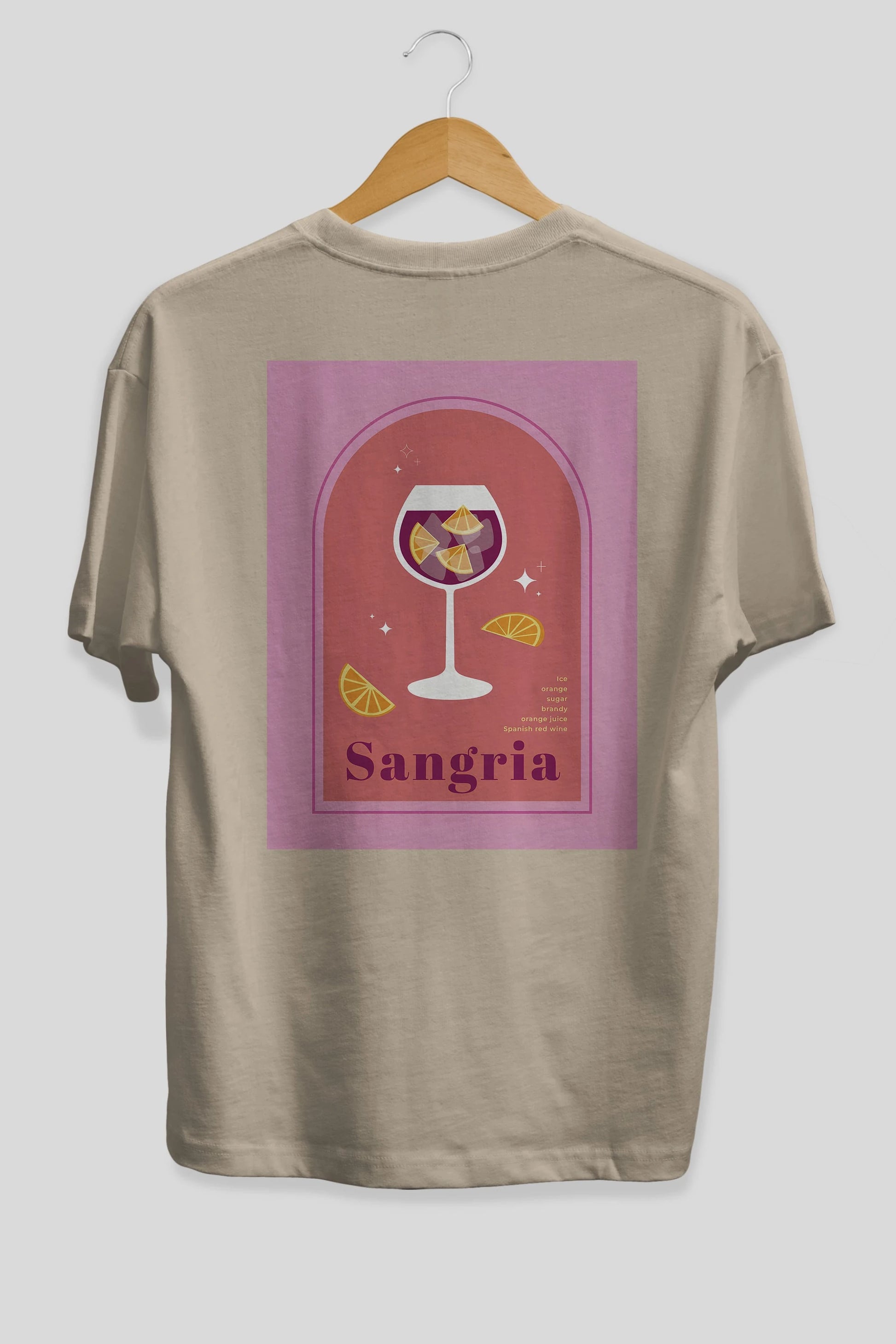 Sangria Arka Baskılı Oversize t-shirt Erkek Kadın Unisex %100 Pamuk Bisiklet Yaka tişort