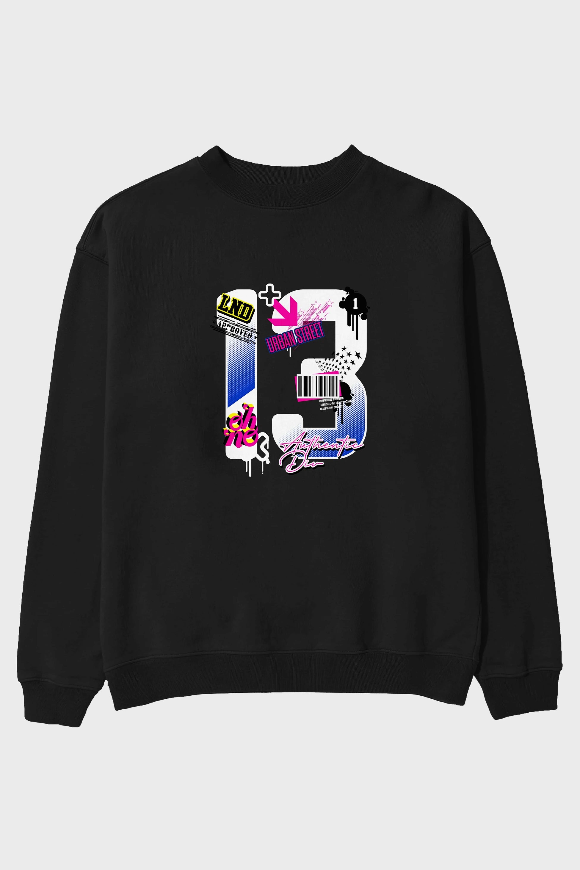 Urban Street 13 Ön Baskılı Oversize Sweatshirt Erkek Kadın Unisex