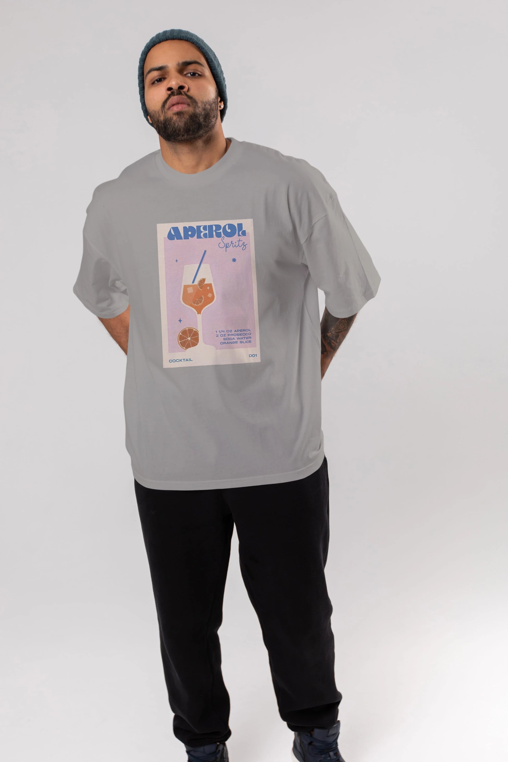 Aperol Spritz Ön Baskılı Oversize t-shirt Erkek Kadın Unisex %100 Pamuk Bisiklet Yaka tişort