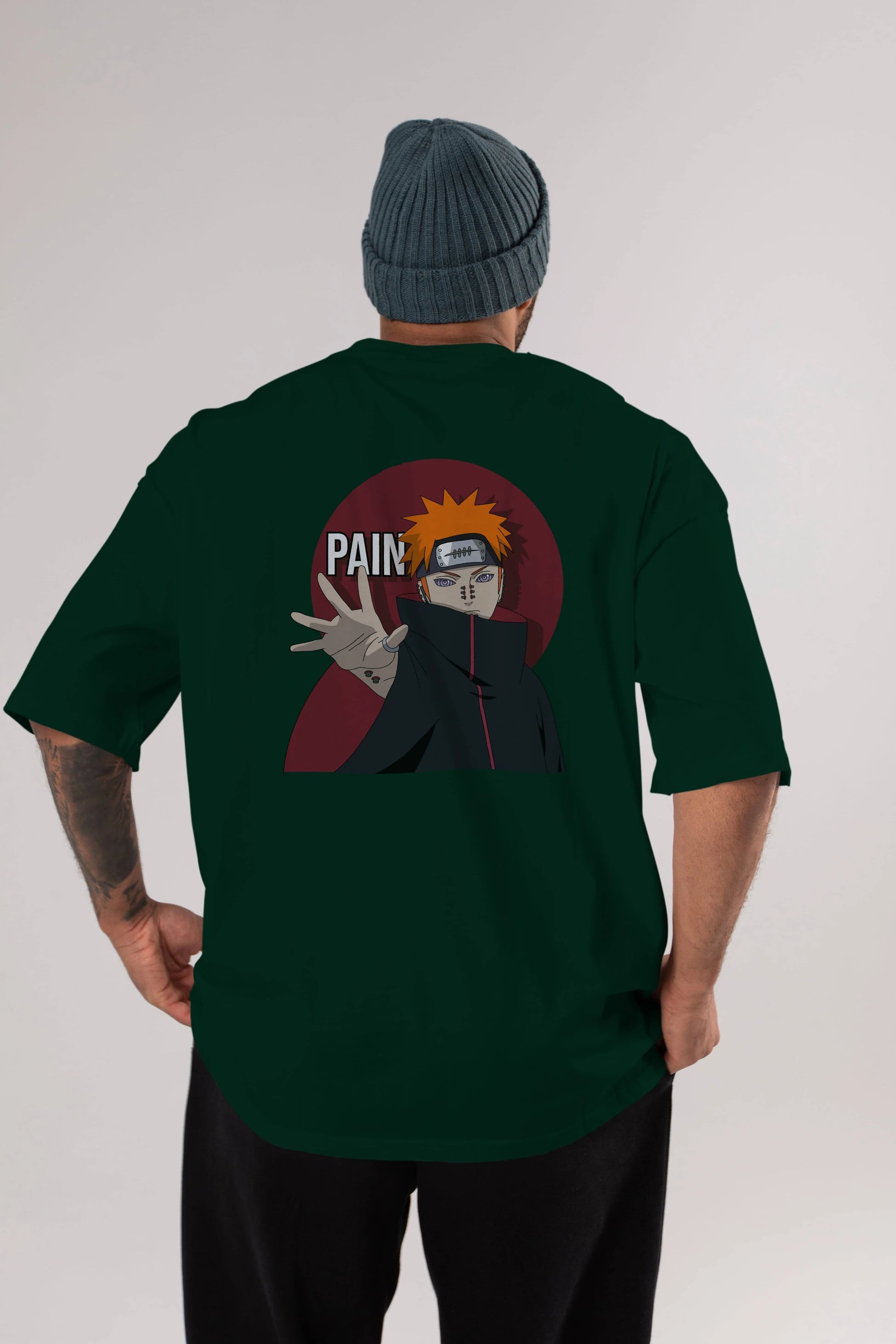 PAIN NARUTO Anime Arka Baskılı Oversize t-shirt Erkek Kadın Unisex
