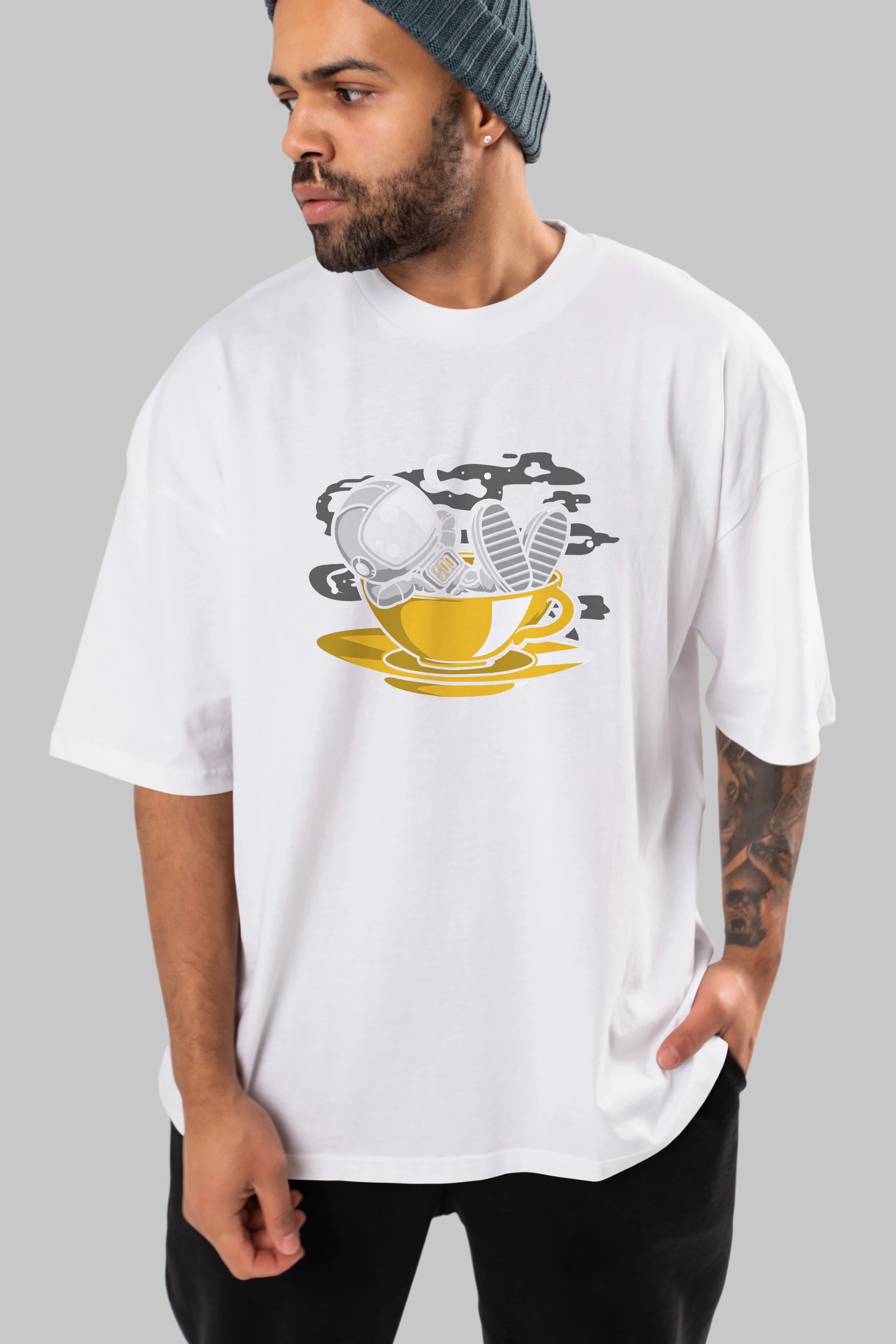 Astronaut Relax Ön Baskılı Oversize t-shirt Erkek Kadın Unisex