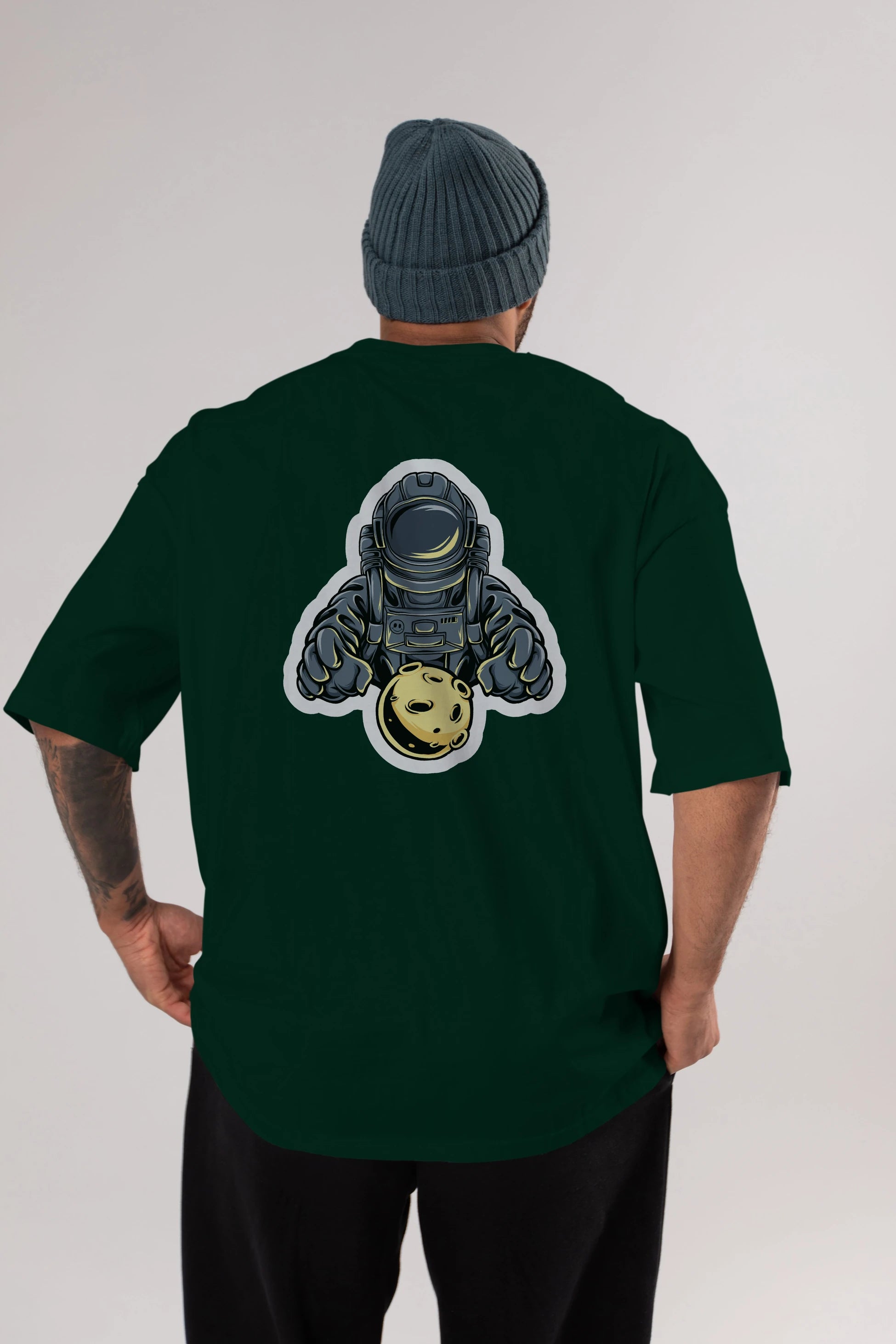 Astromoon sticker Arka Baskılı Oversize t-shirt Erkek Kadın Unisex