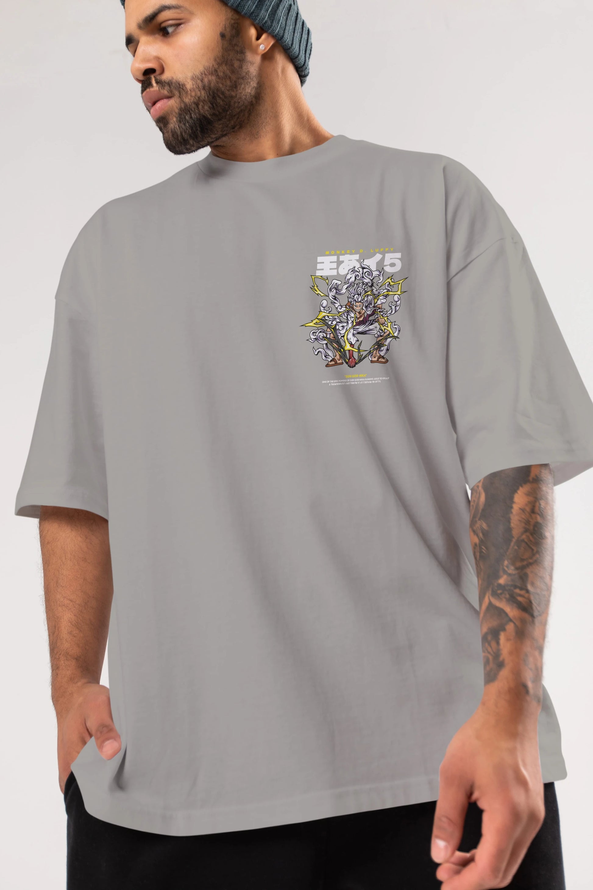 Monkey D. Luffy GEAR5 1 Ön Sol Baskılı Oversize t-shirt Erkek Kadın Unisex %100 Pamuk Bisiklet Yaka tişort