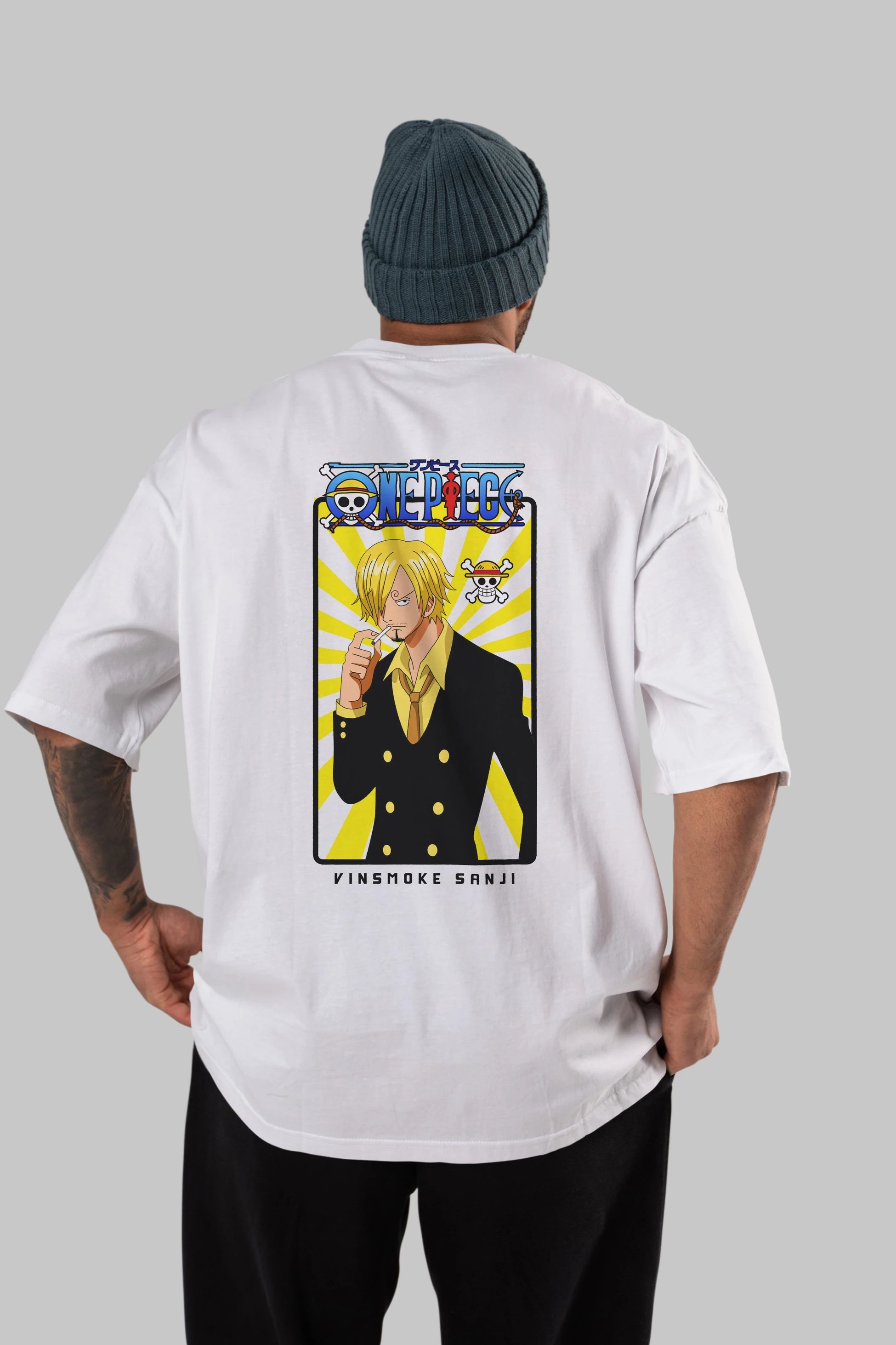 Sanji 4 Anime Arka Baskılı Oversize t-shirt Erkek Kadın Unisex %100 pamuk tişort