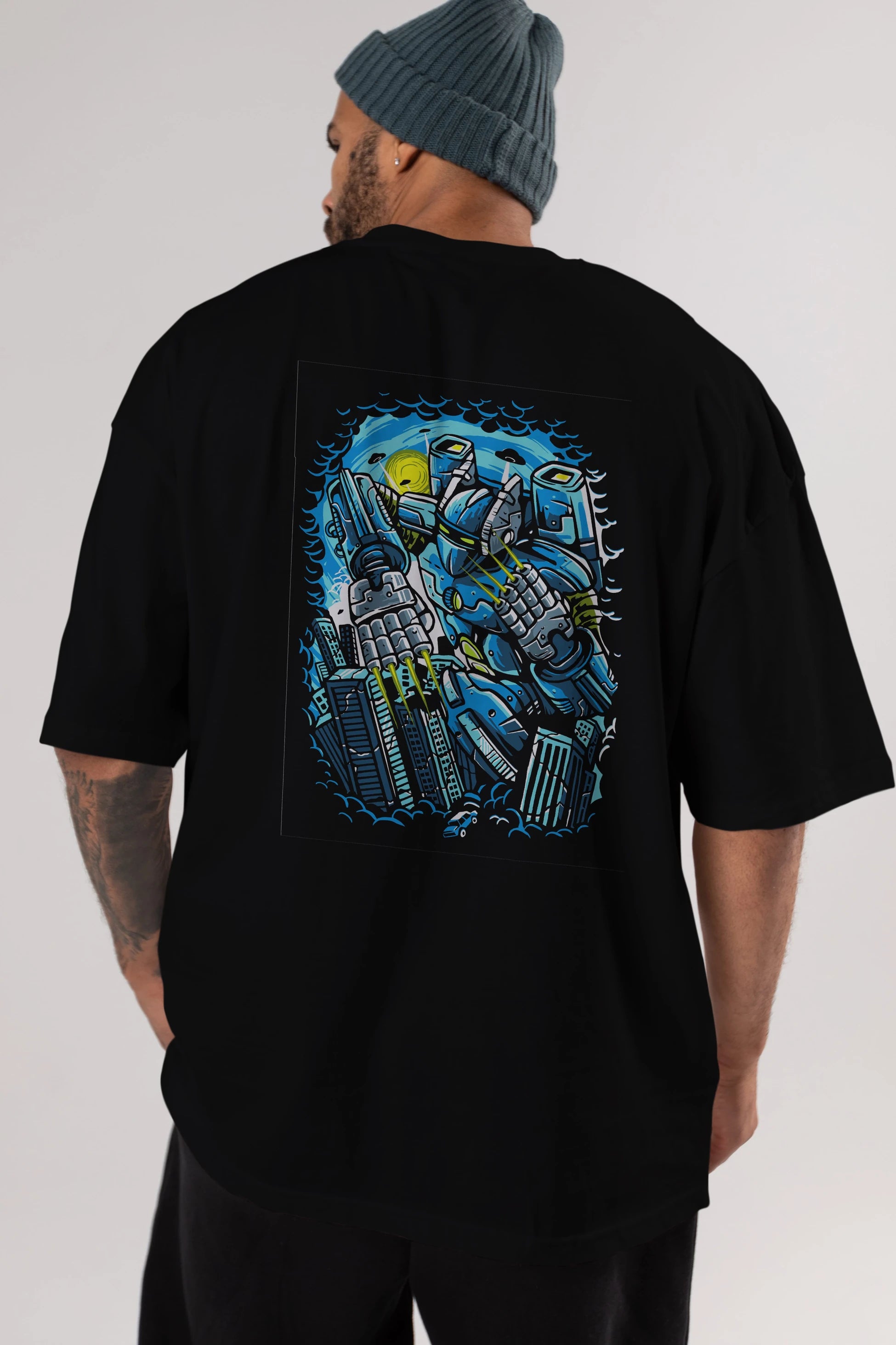 Destroy The City Arka Baskılı Oversize t-shirt Erkek Kadın Unisex %100 Pamuk