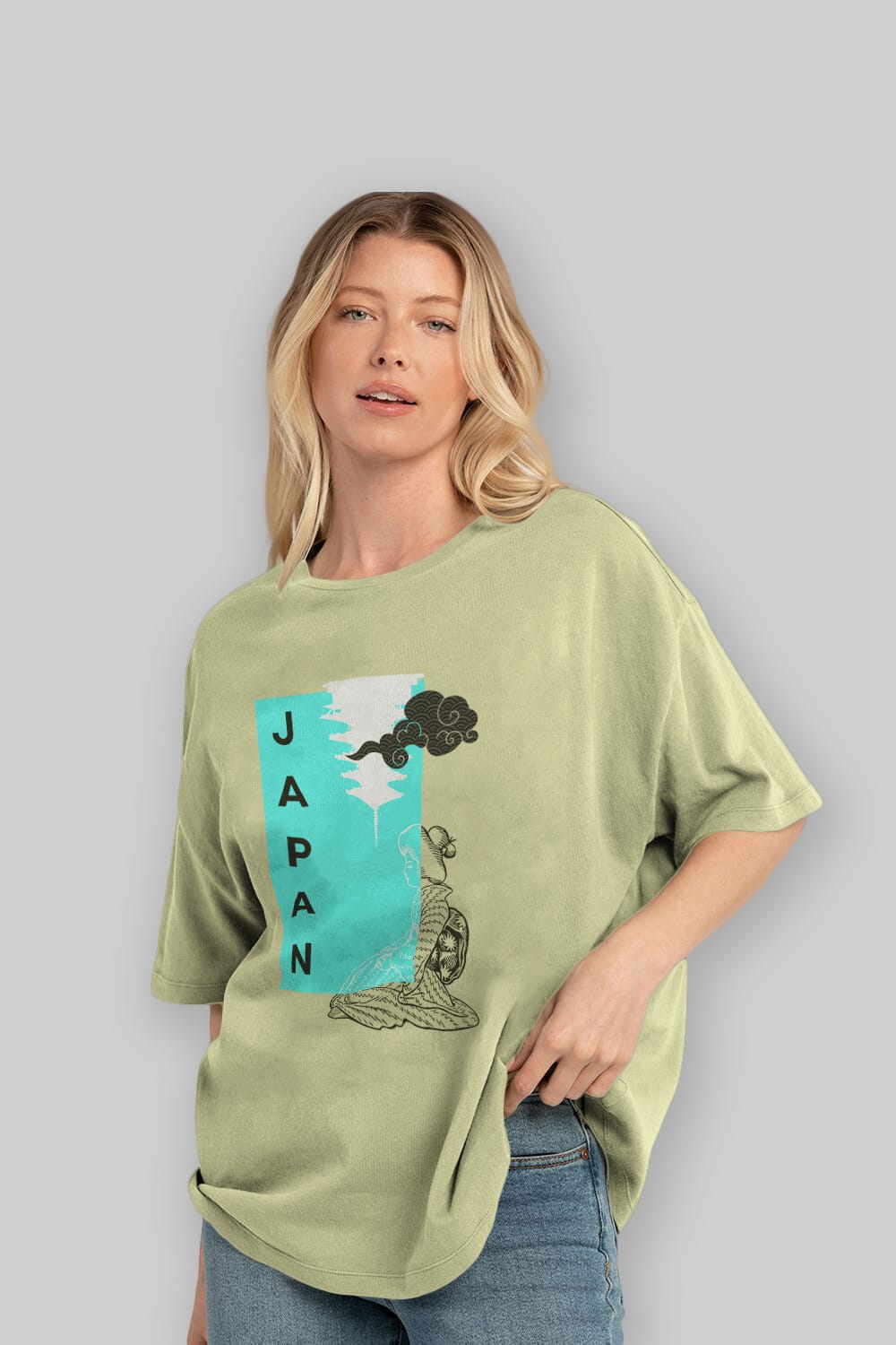 Japan Yazılı Streetwear Ön Baskılı Oversize t-shirt Erkek Kadın Unisex