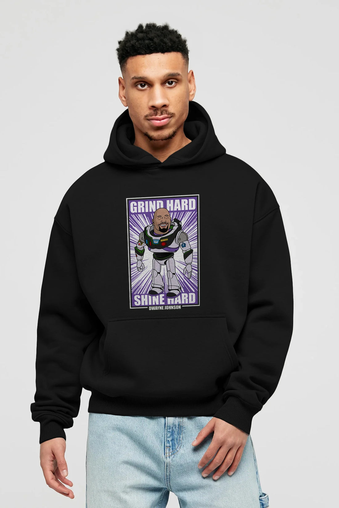 Dwayne Johnson Buzz Lightyear Ön Baskılı Hoodie Oversize Kapüşonlu Sweatshirt Erkek Kadın Unisex