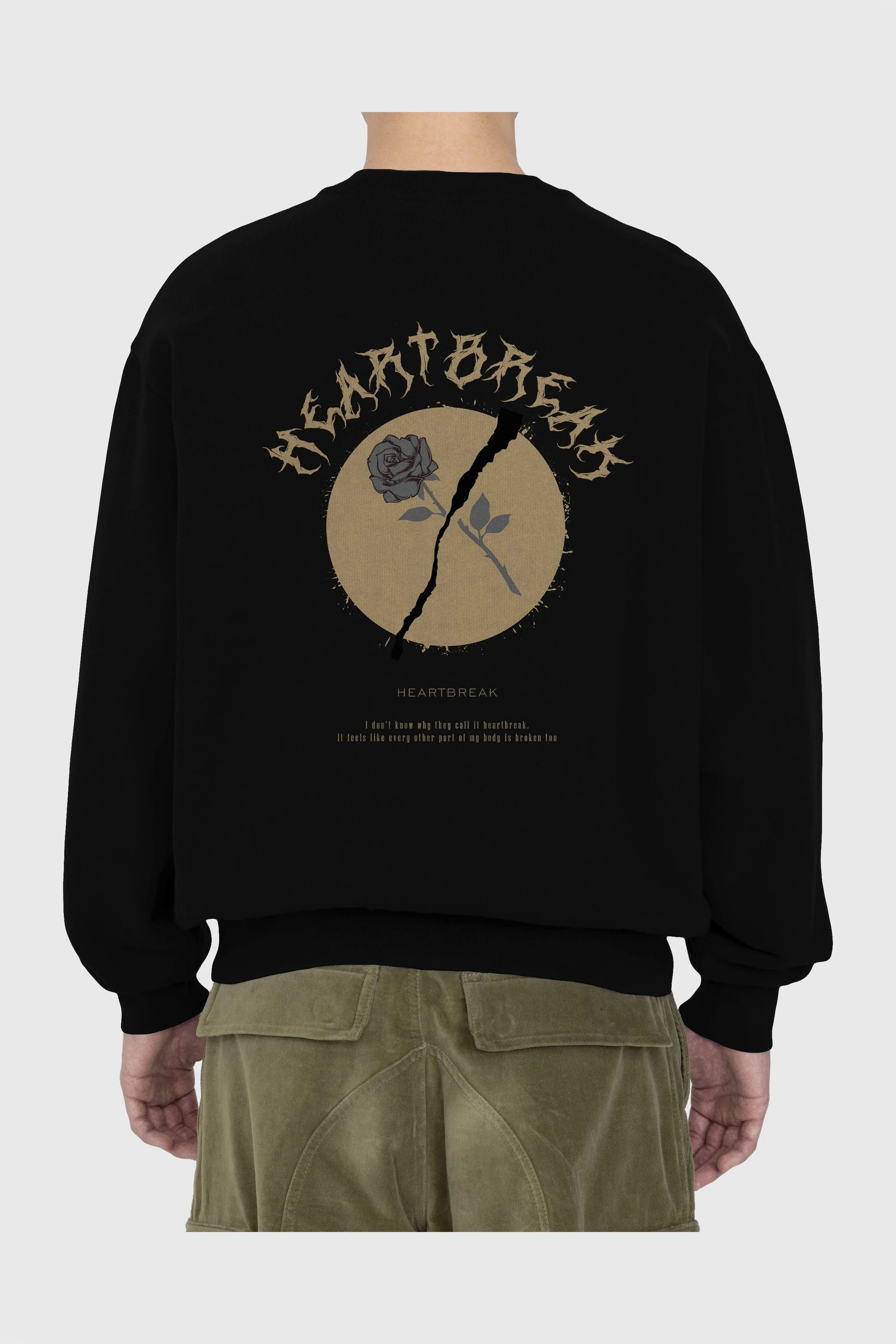 Heartbreak Arka Baskılı Oversize Sweatshirt Erkek Kadın Unisex