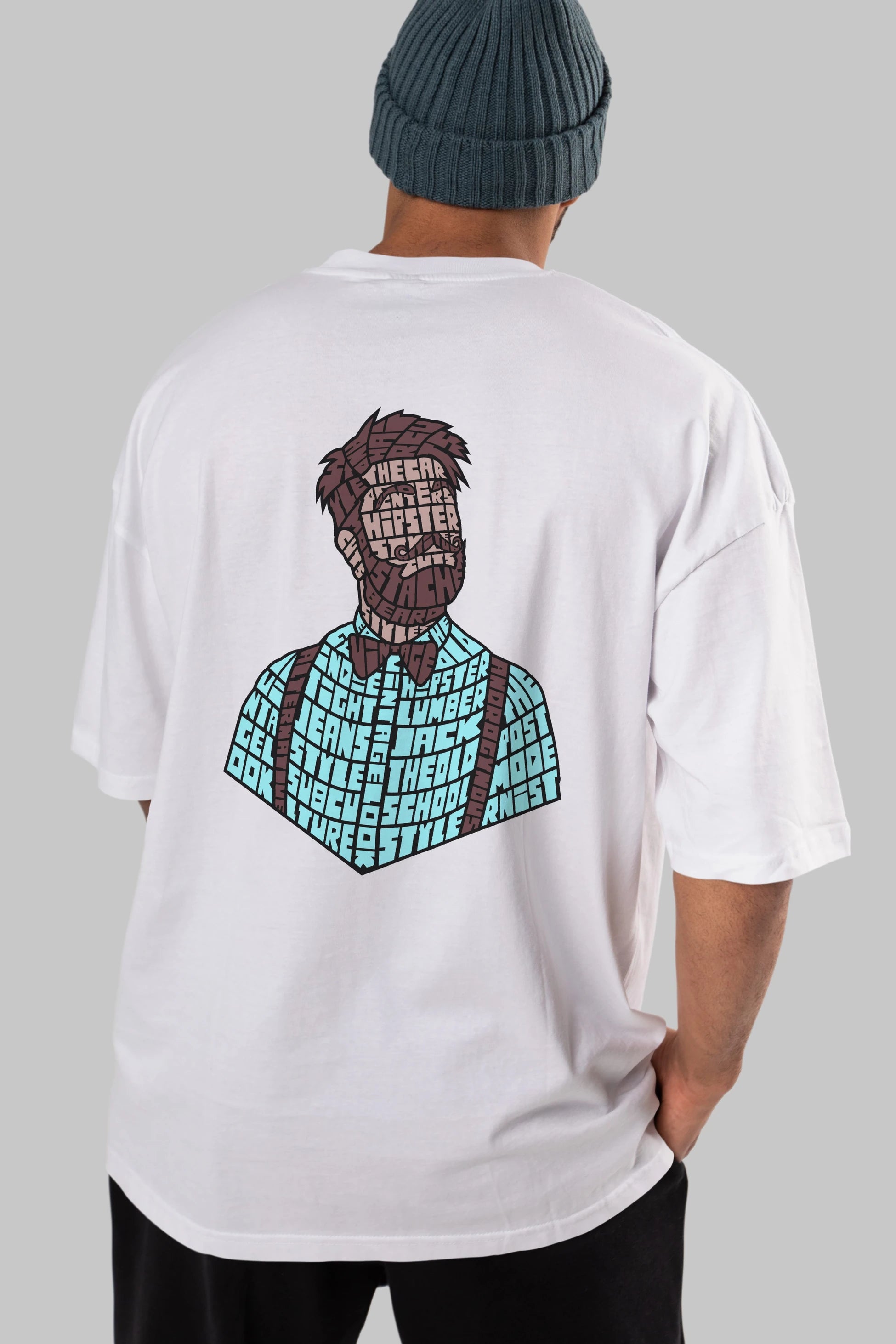 Hipster (2) Arka Baskılı Oversize t-shirt %100 pamuk Erkek Kadın Unisex